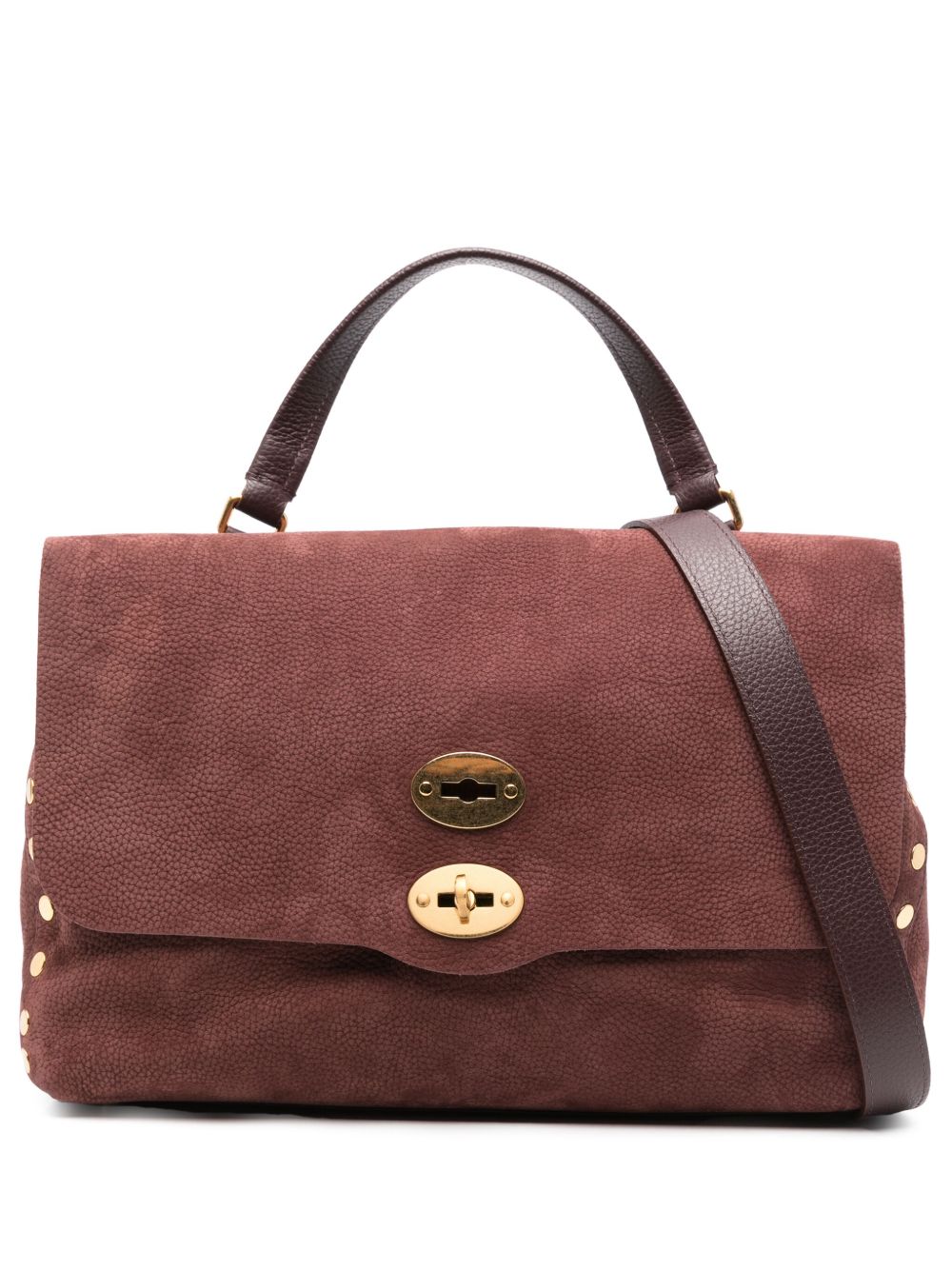 Zanellato Postina Jones Medium handbag in vinaccio suede leather