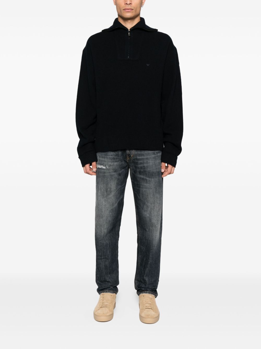 Emporio Armani Half-zip wool sweater