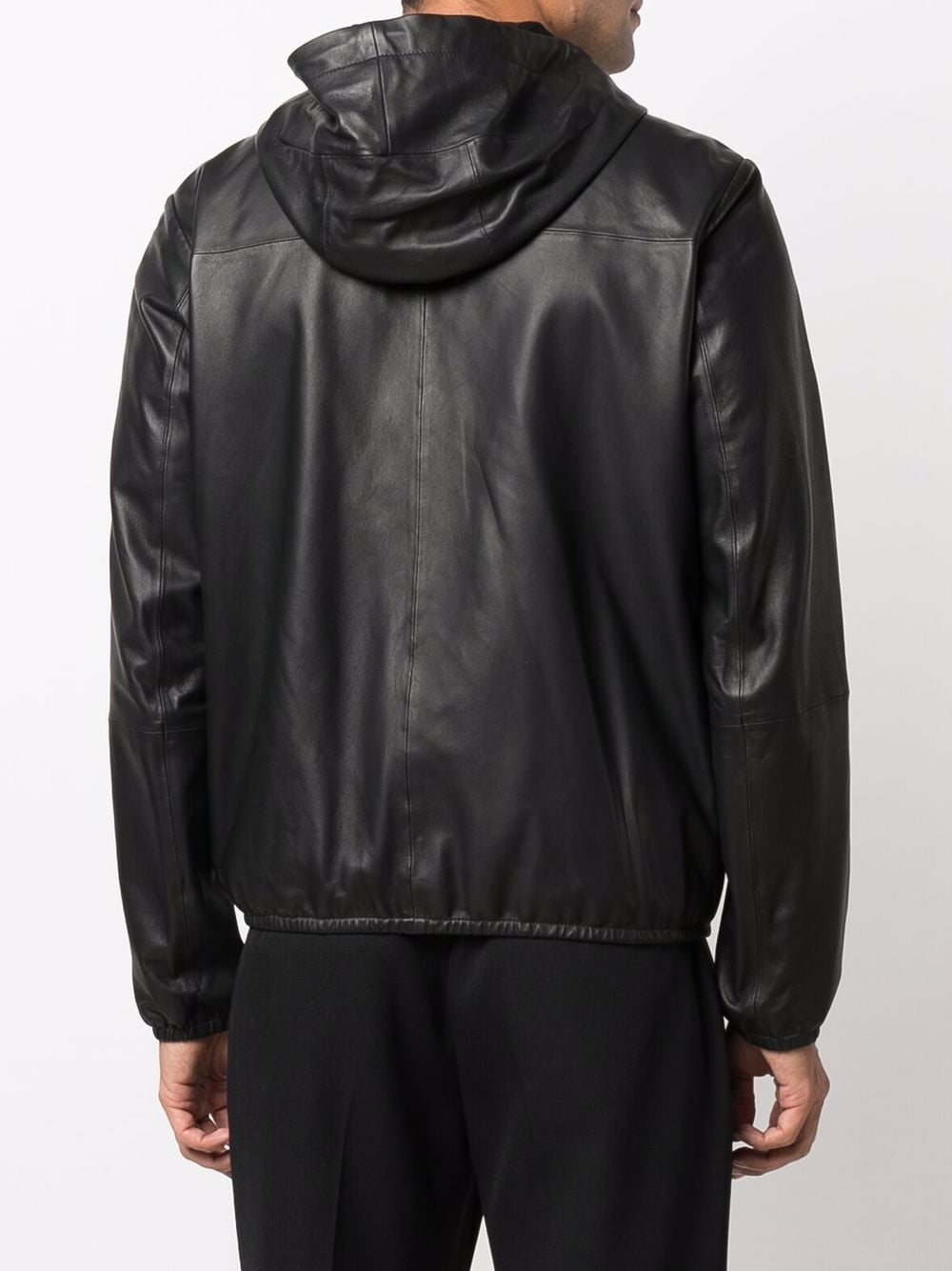 Emporio Armani Lambskin hooded jacket drawstring