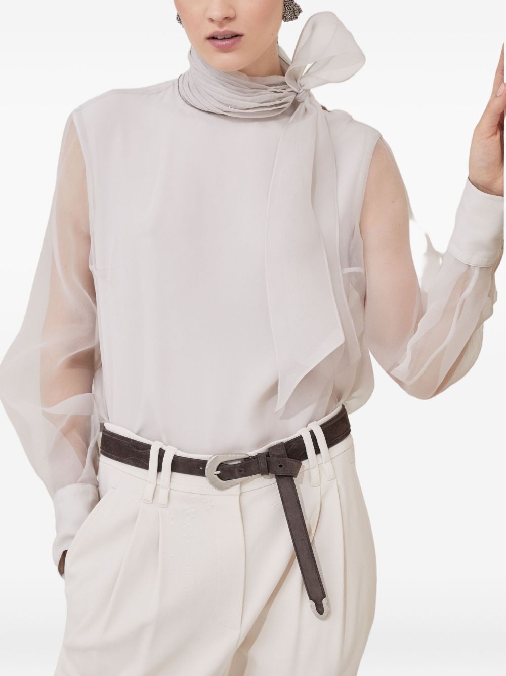 Brunello Cucinelli Pussybow silk blouse