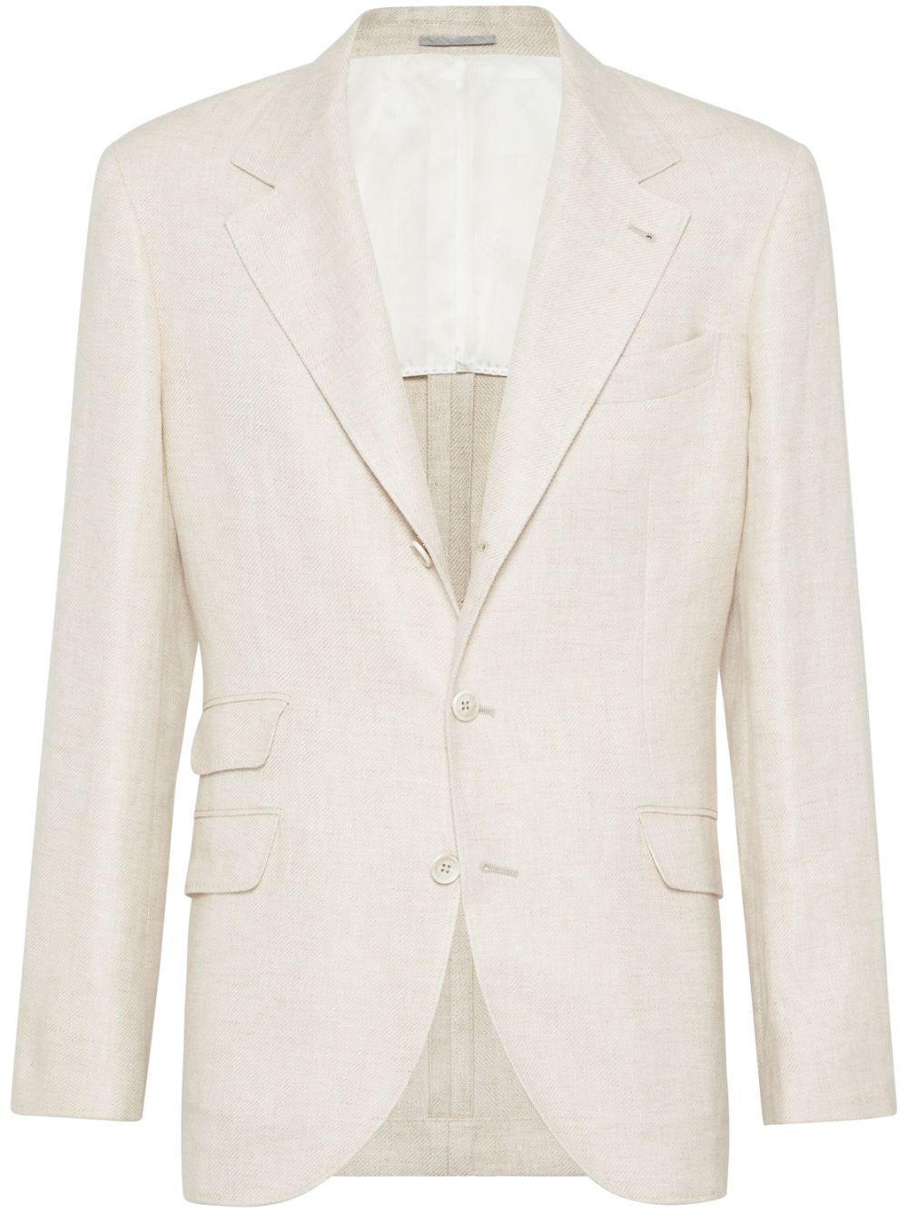 Brunello Cucinelli Linen, wool and silk diagonal deconstructed Cavallo blazer