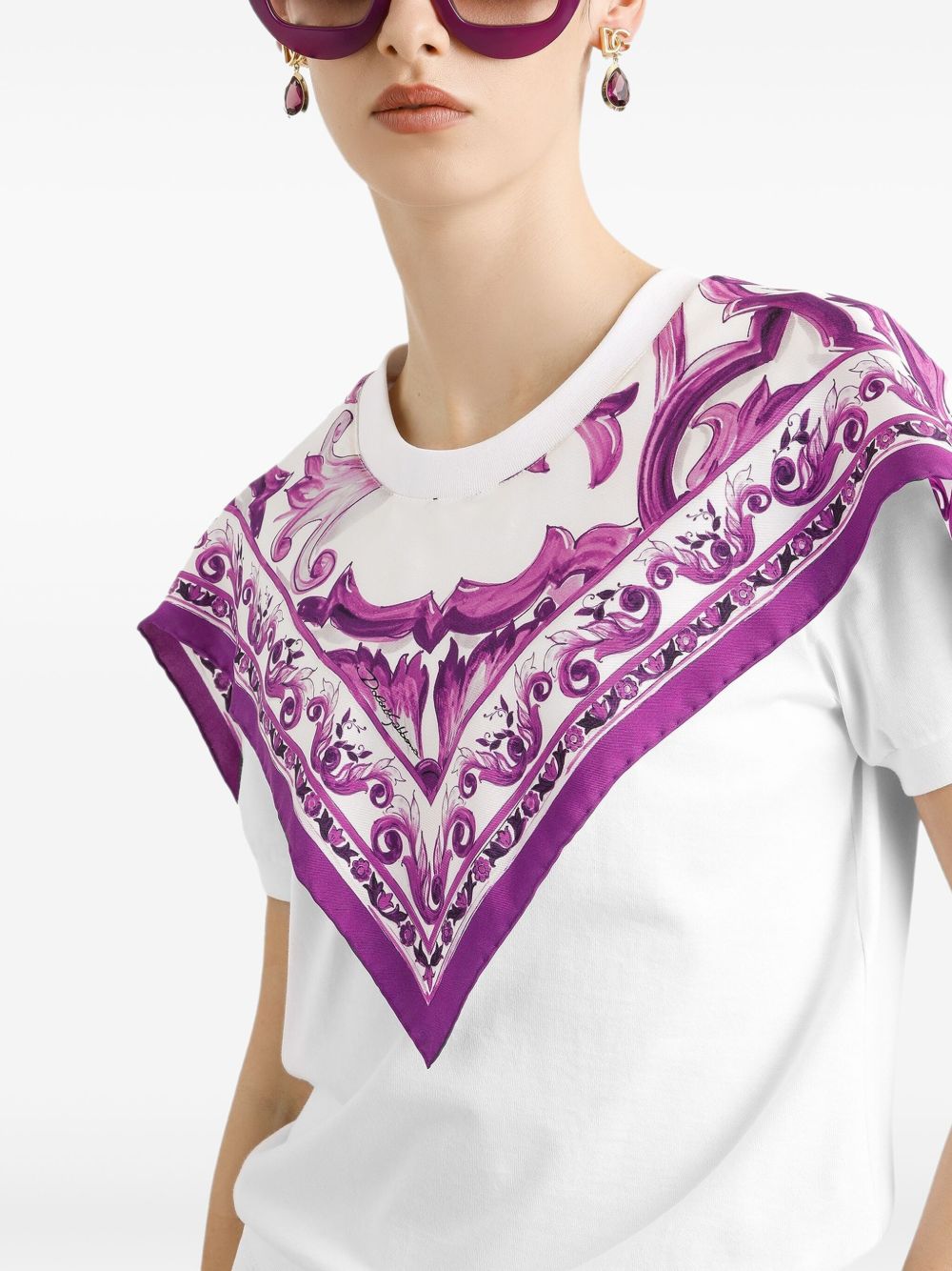 Dolce & Gabbana foulard-panelled cotton T-shirt