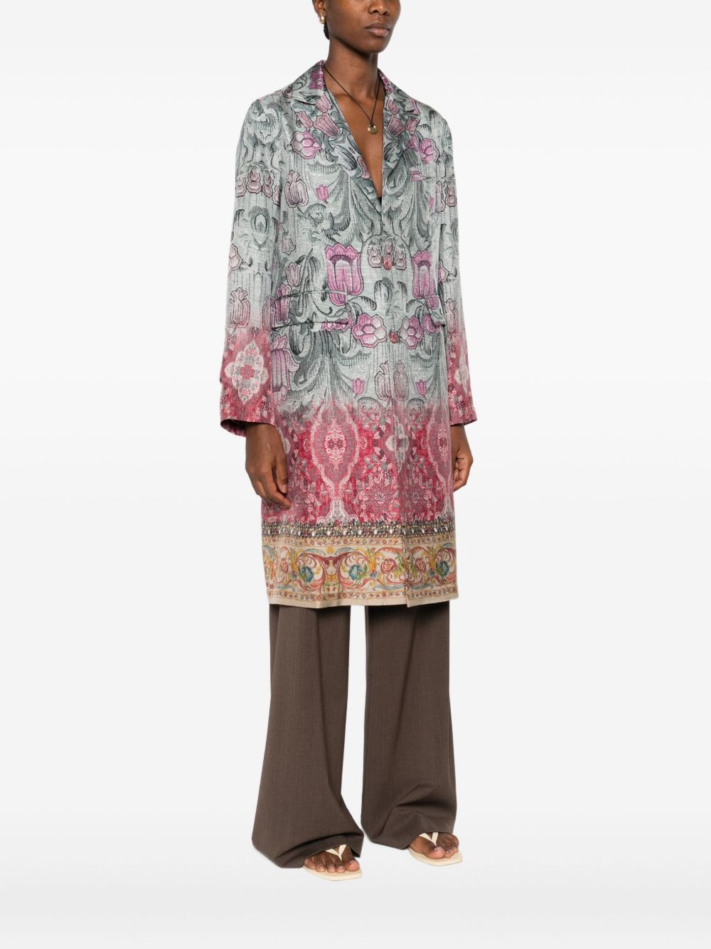 Pierre Louis Mascia Silk printed single-breasted coat