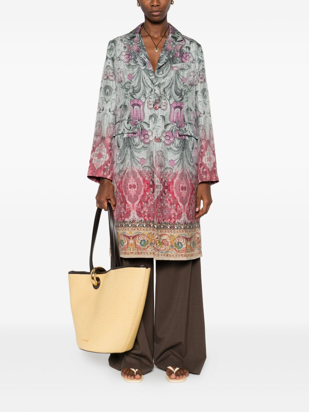 Pierre Louis Mascia Silk printed single-breasted coat