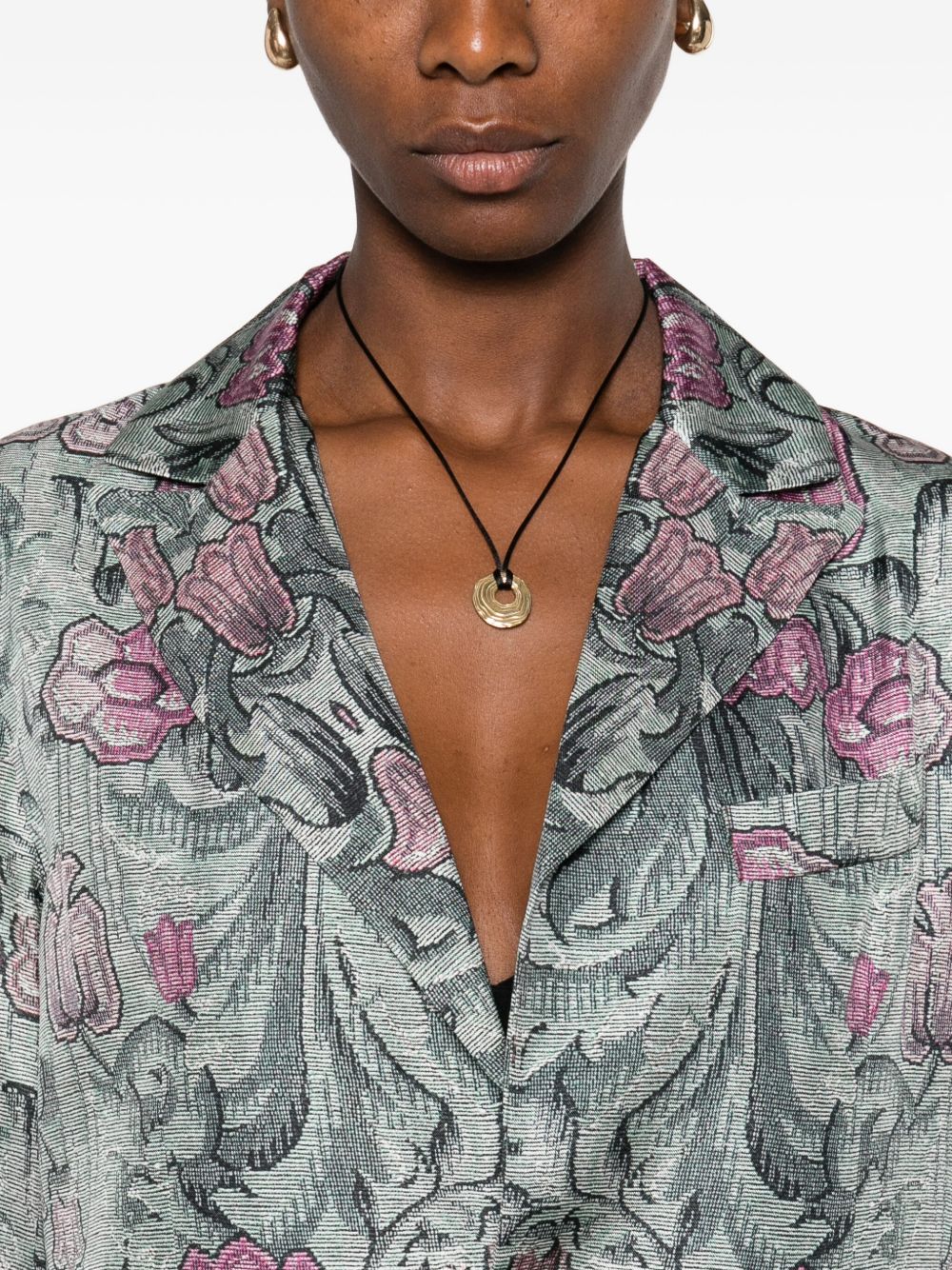 Pierre Louis Mascia Silk printed single-breasted coat