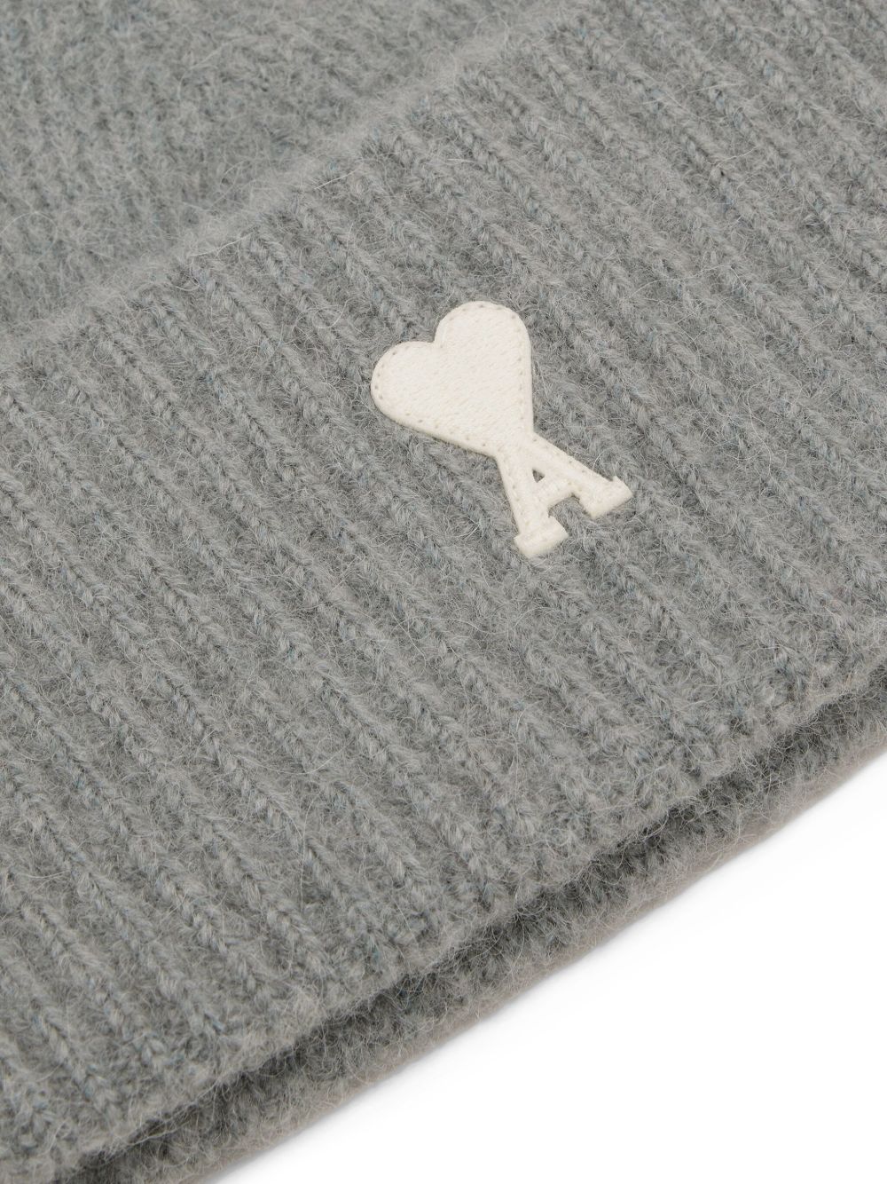 Ami Paris Grey Alpaca Striped Ami De Coeur Beanie