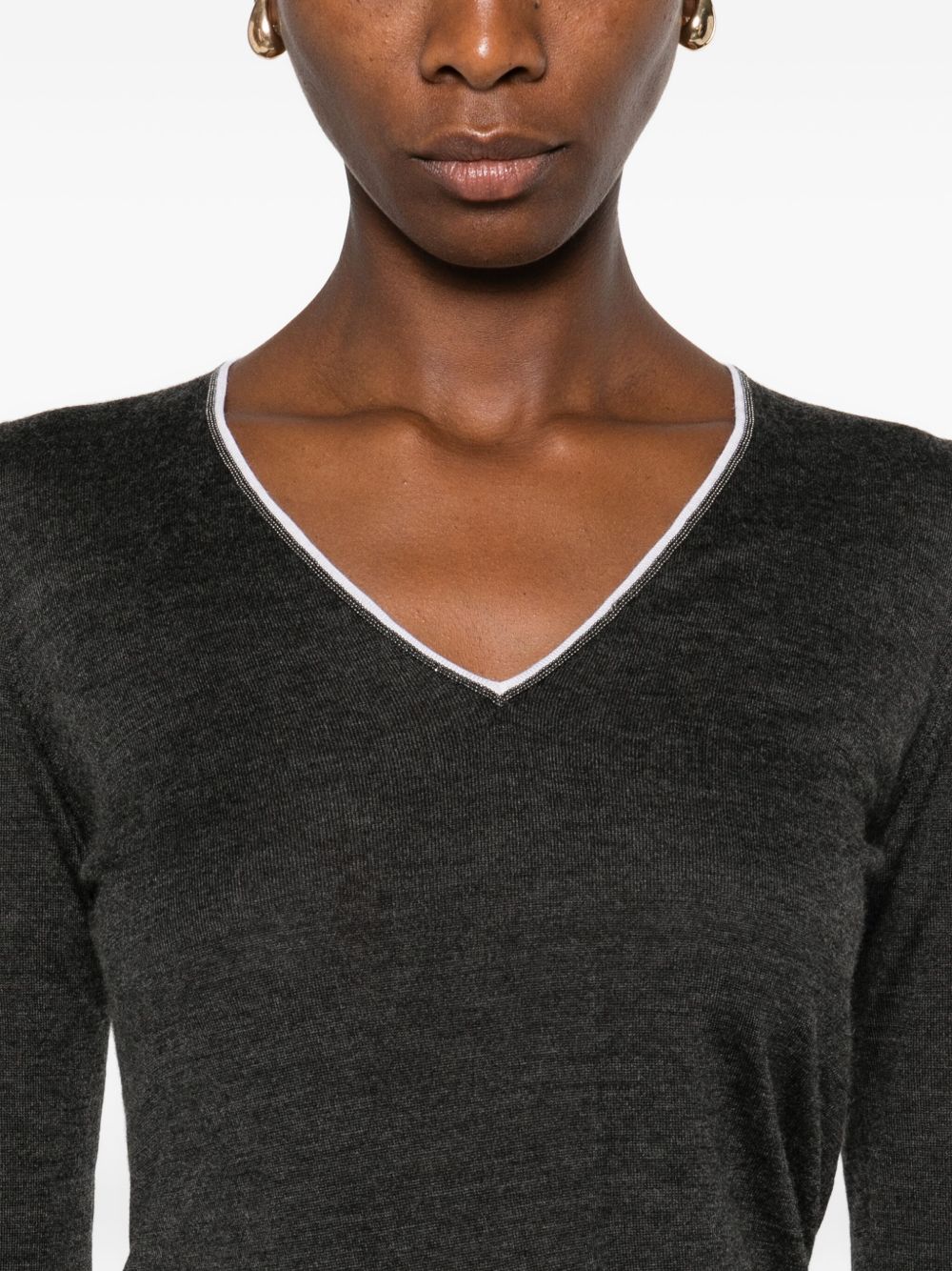 Brunello Cucinelli V-neck embellished sweater