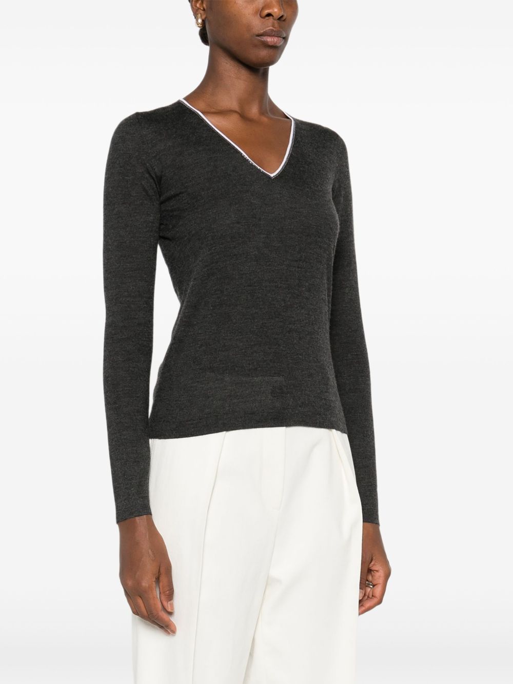 Brunello Cucinelli V-neck embellished sweater