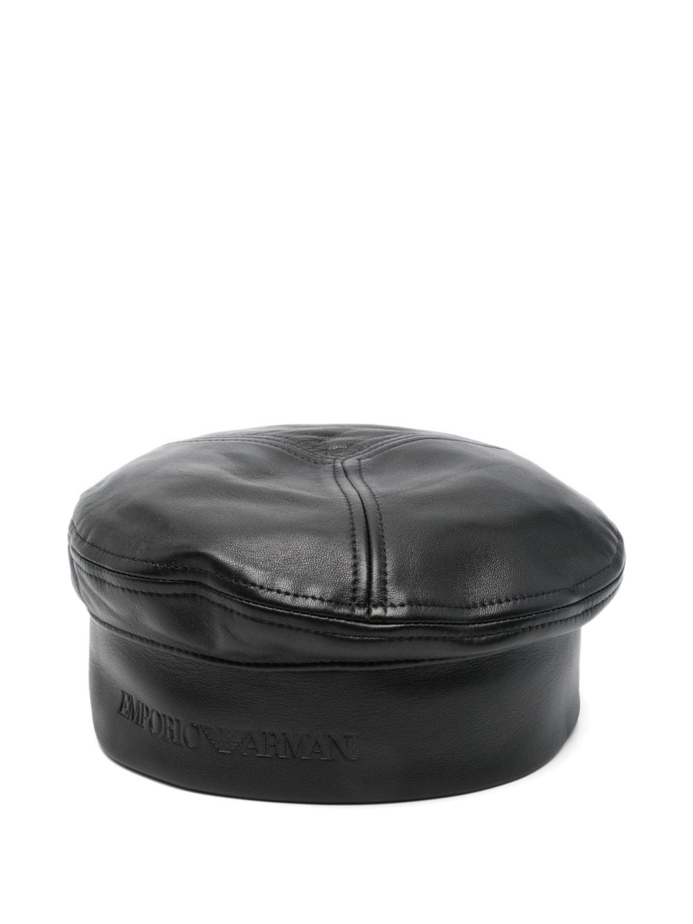 Emporio Armani Nappa leather beret with logo