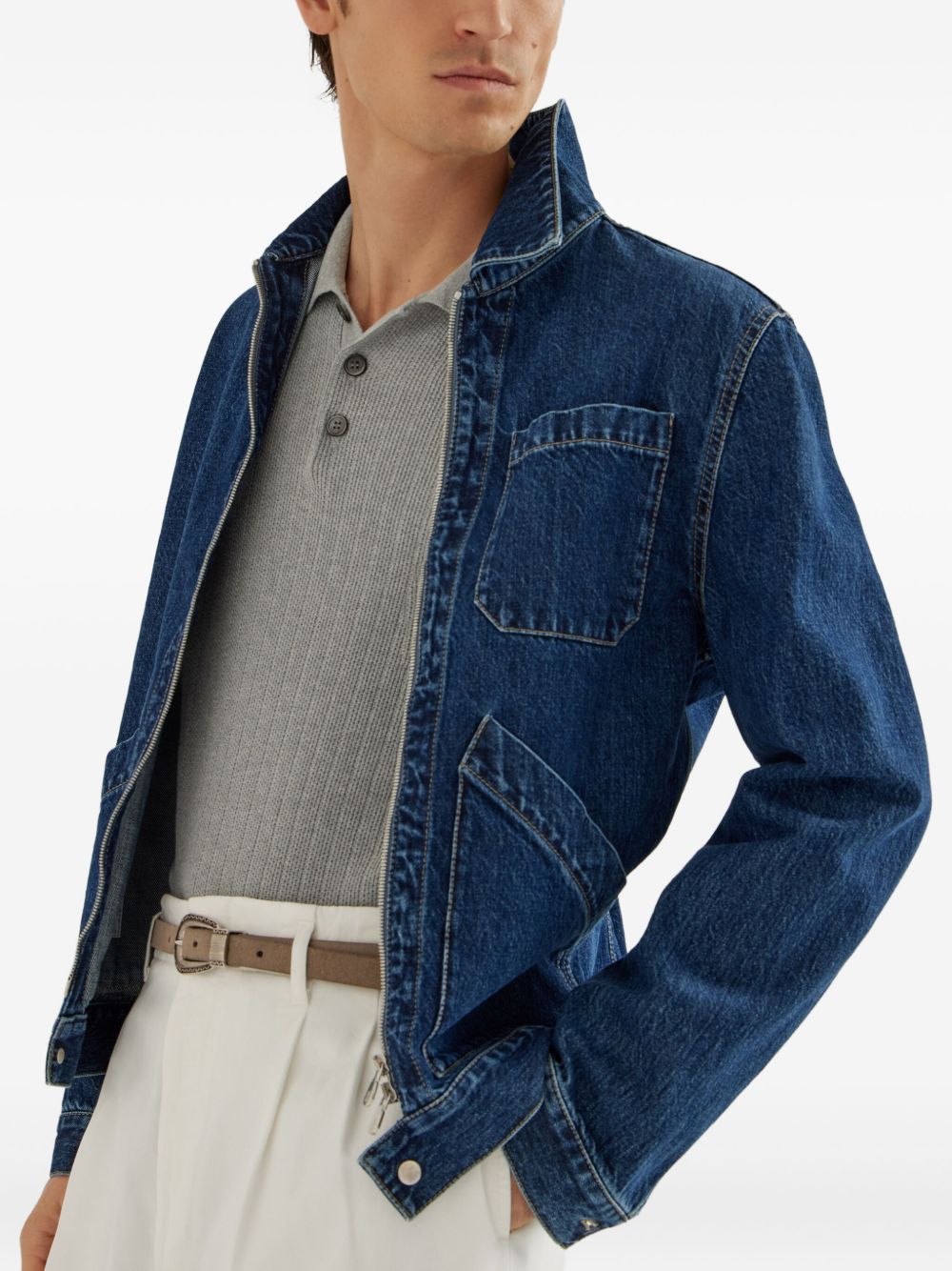 Brunello Cucinelli Rib-knit polo sweater