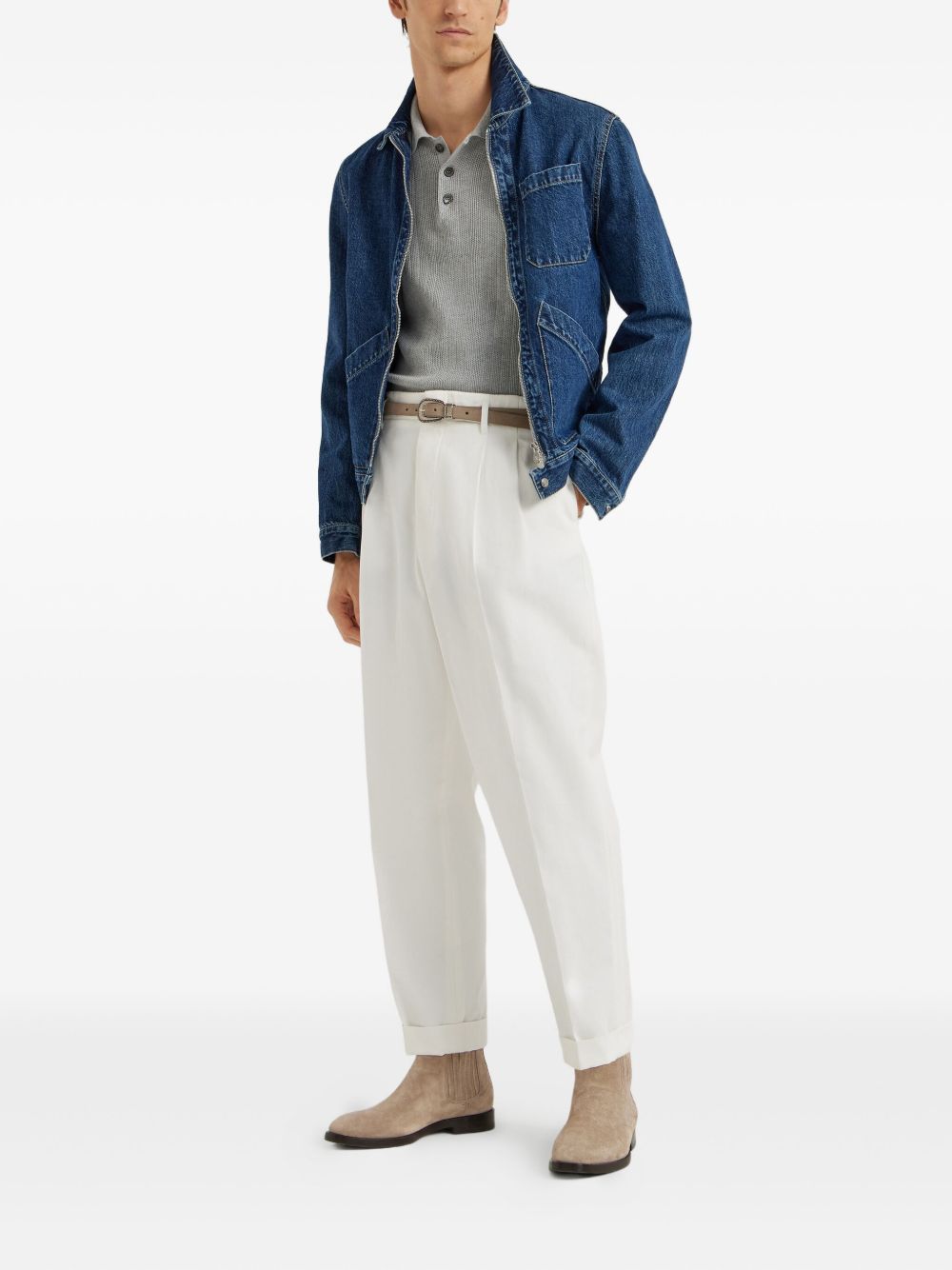 Brunello Cucinelli Rib-knit polo sweater