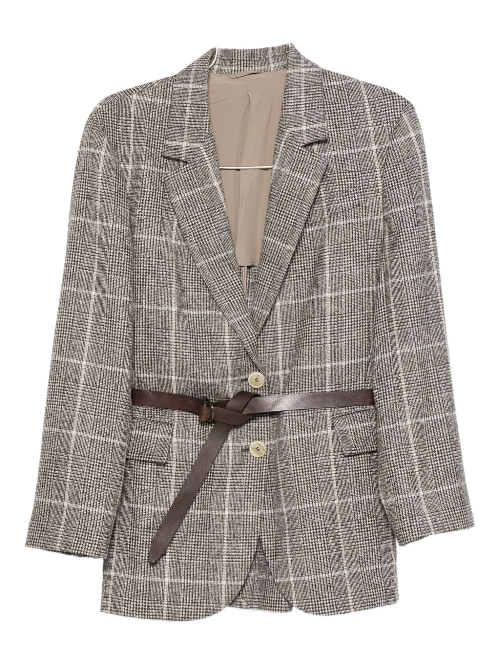 Brunello Cucinelli Check belted blazer