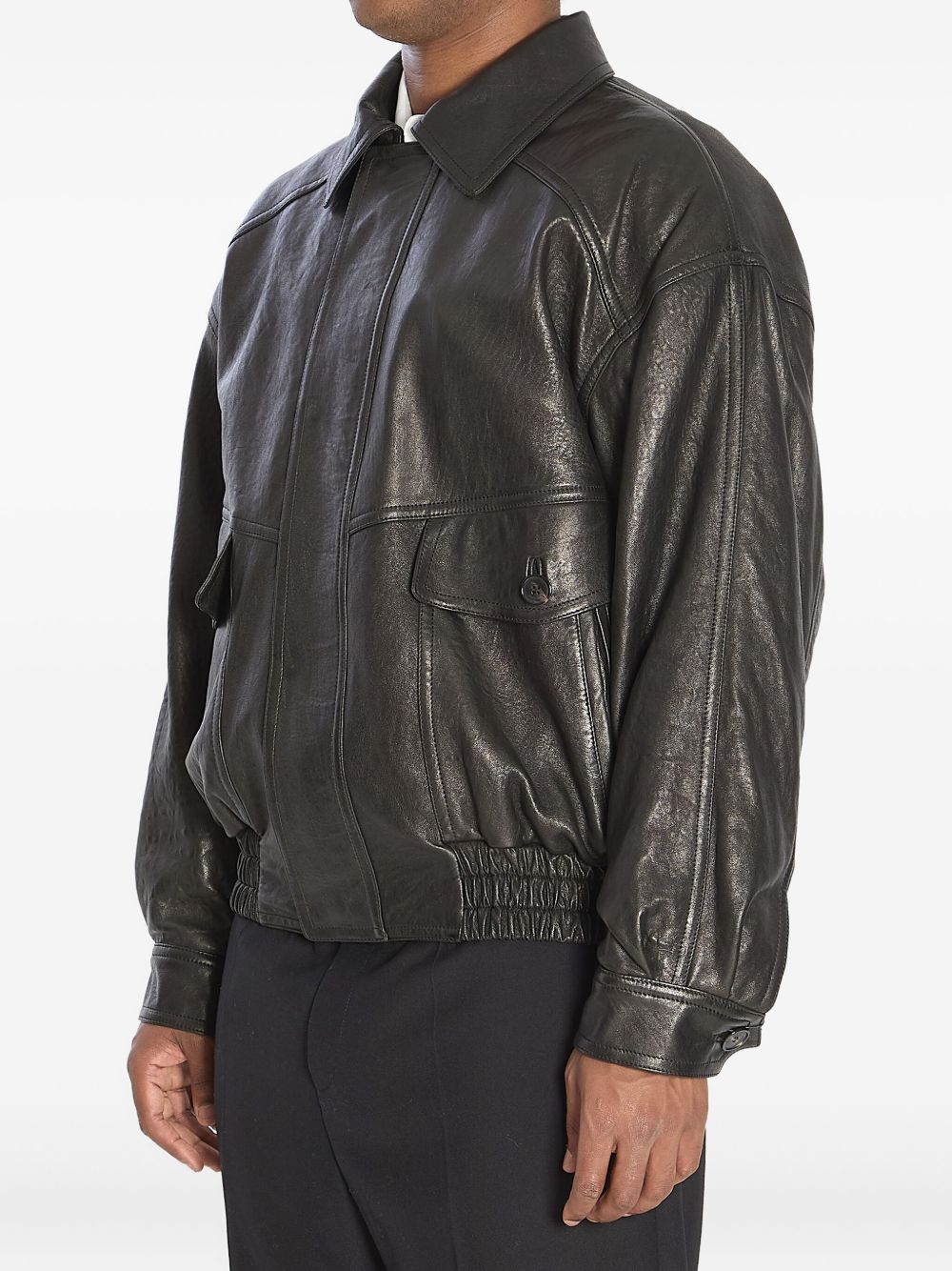 Saint Laurent Leather flap-pocket jacket