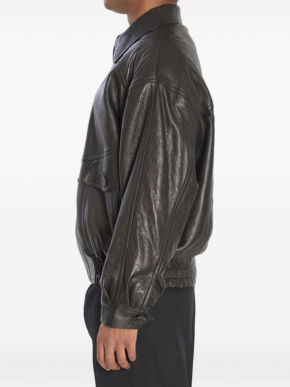 Saint Laurent Leather flap-pocket jacket