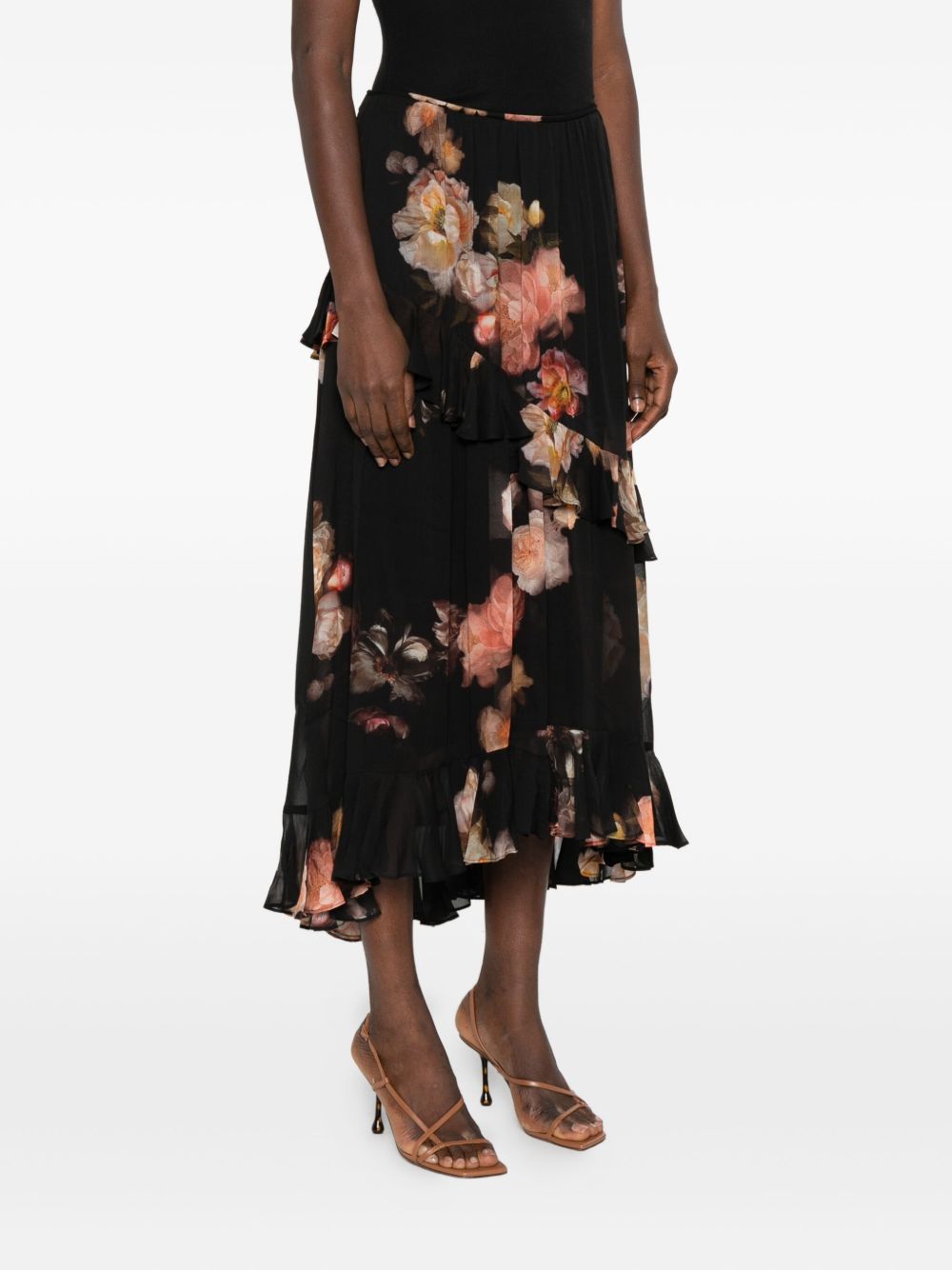 Zimmermann Floral-print ruffled skirt