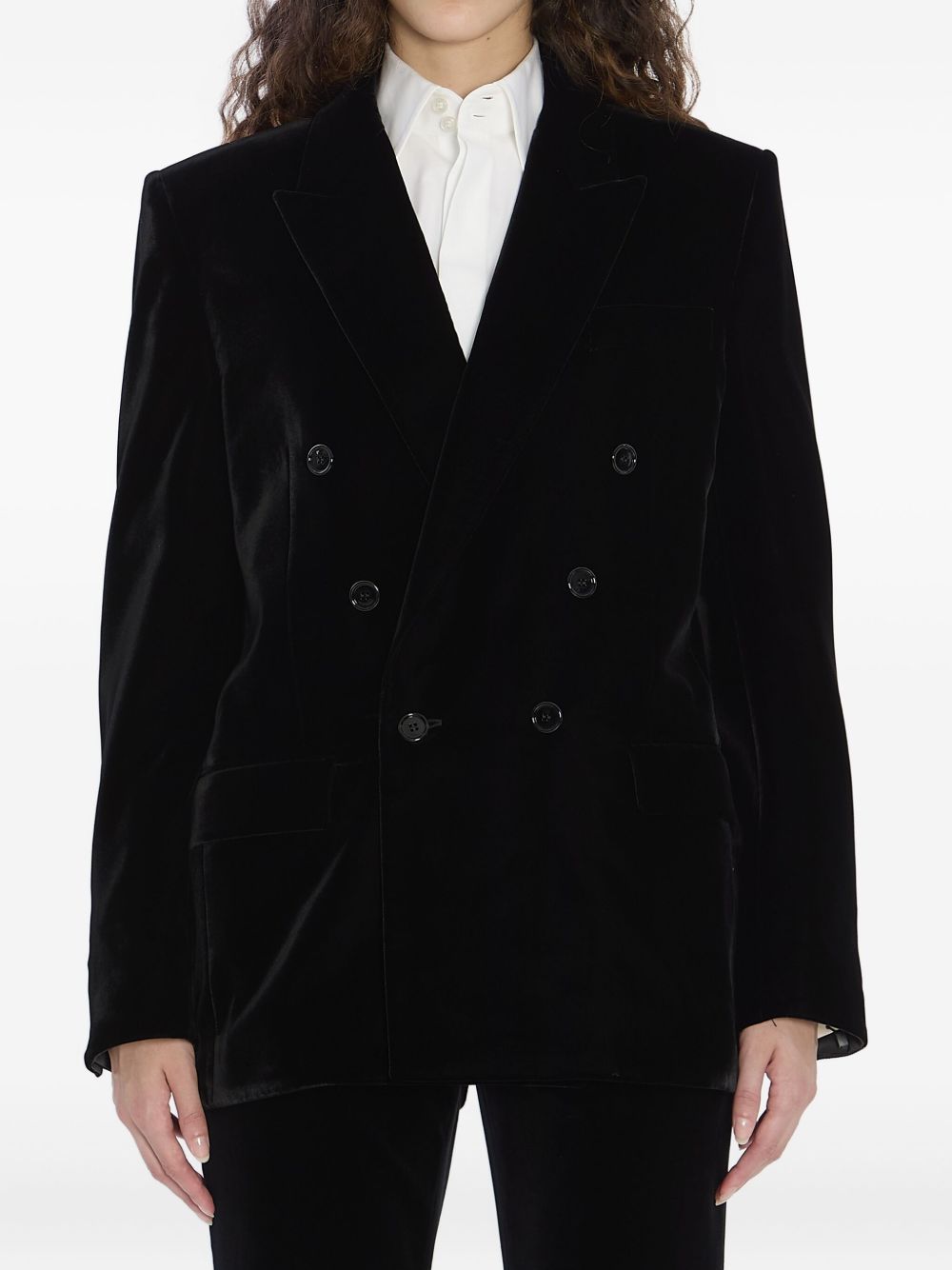 Saint Laurent Cassandre double-breasted velvet jacket