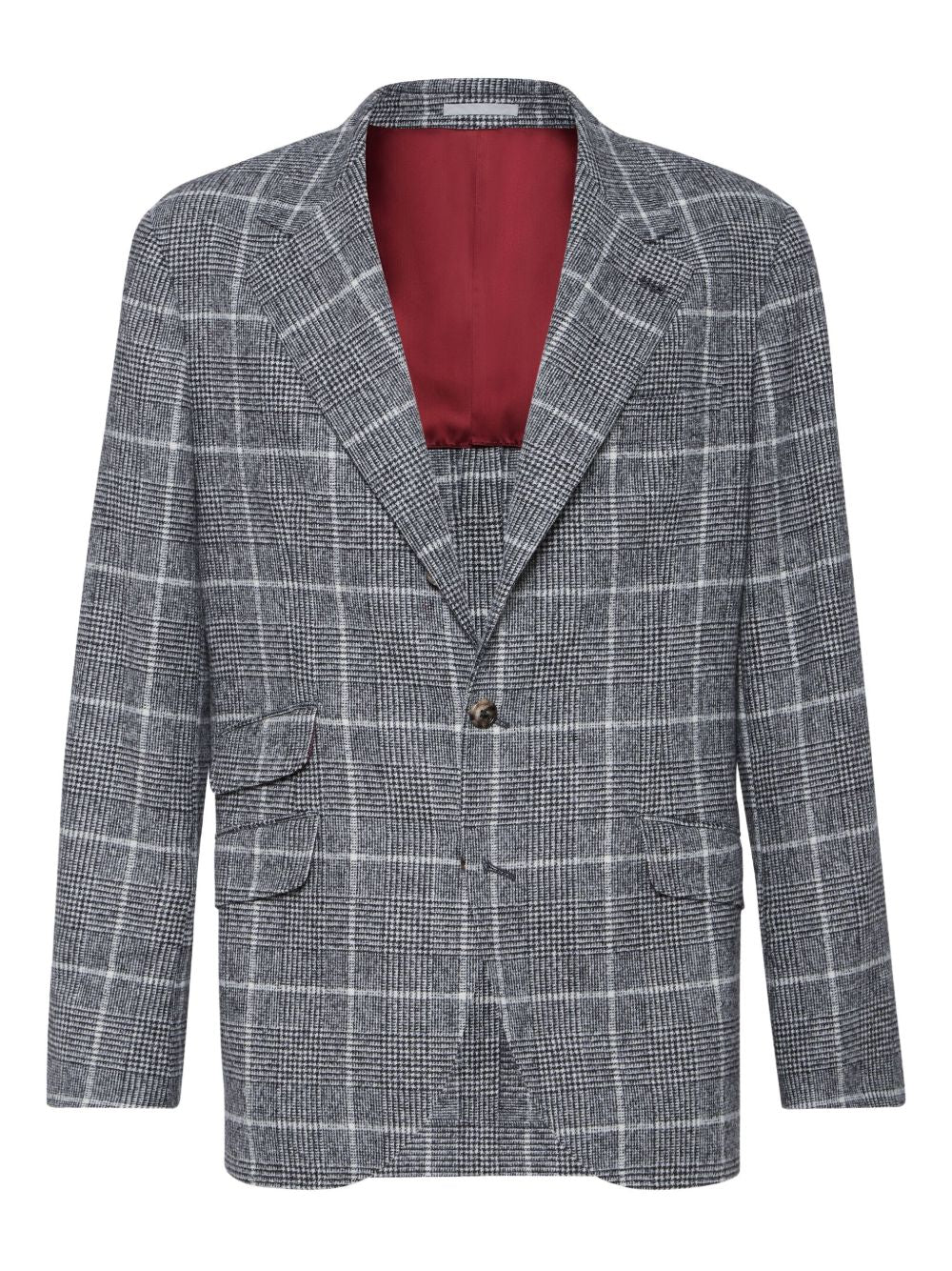 Brunello Cucinelli Alpaca and wool overcheck Prince of Wales deconstructed Cavallo blazer