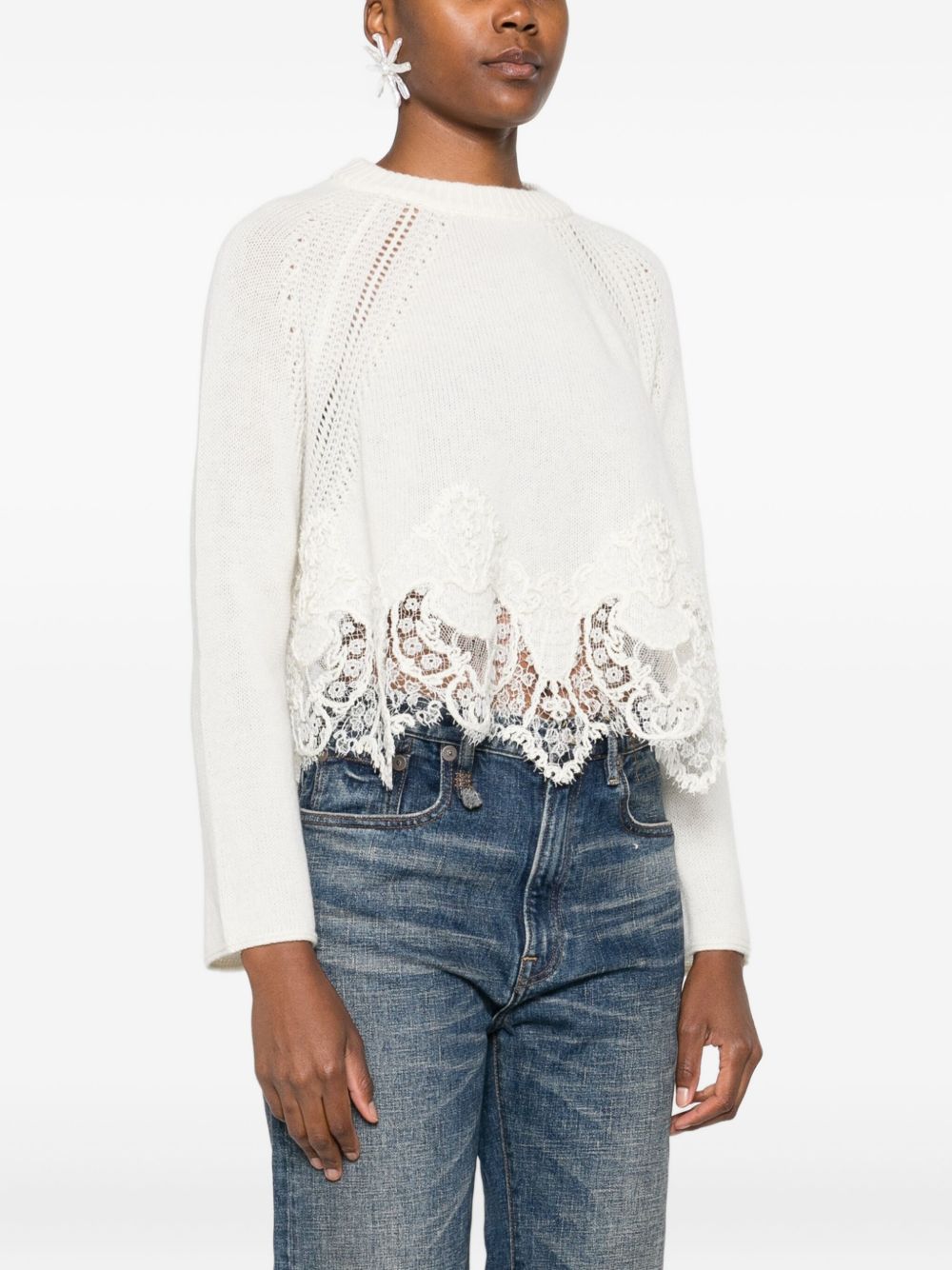 Ermanno Scervino Lace-trimmed sweater