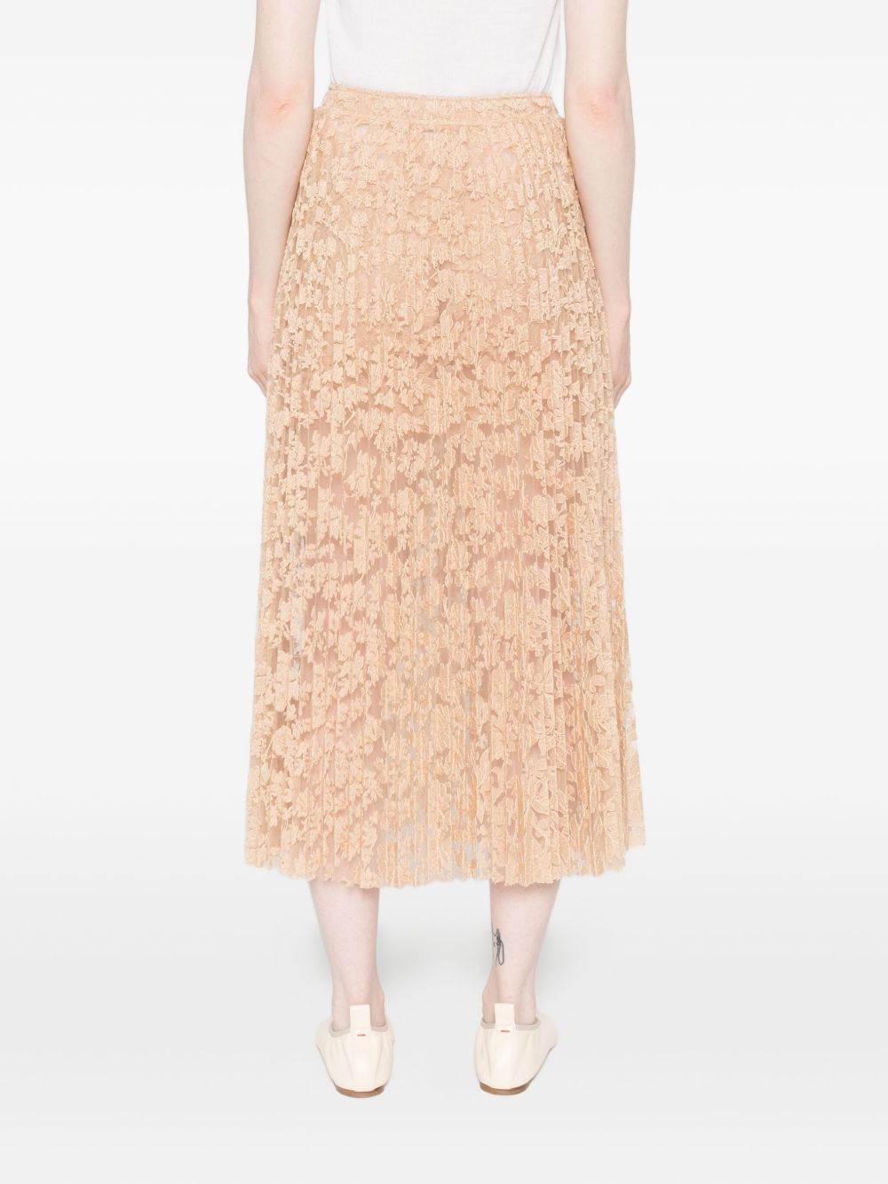 Ermanno Scervino Pleated floral-lace skirt