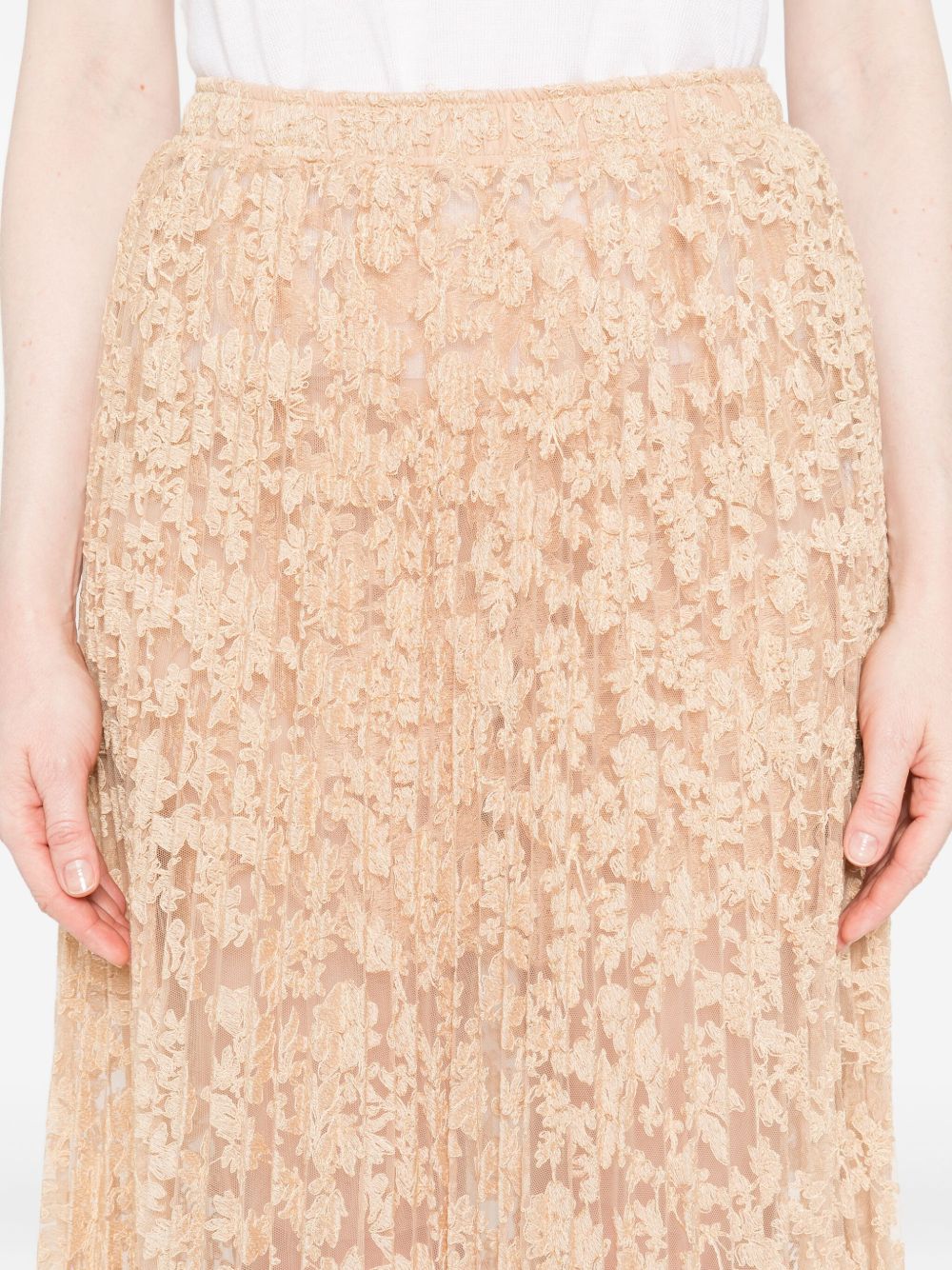 Ermanno Scervino Pleated floral-lace skirt