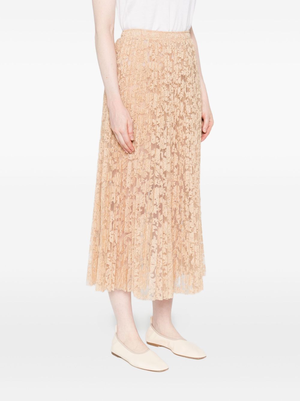 Ermanno Scervino Pleated floral-lace skirt