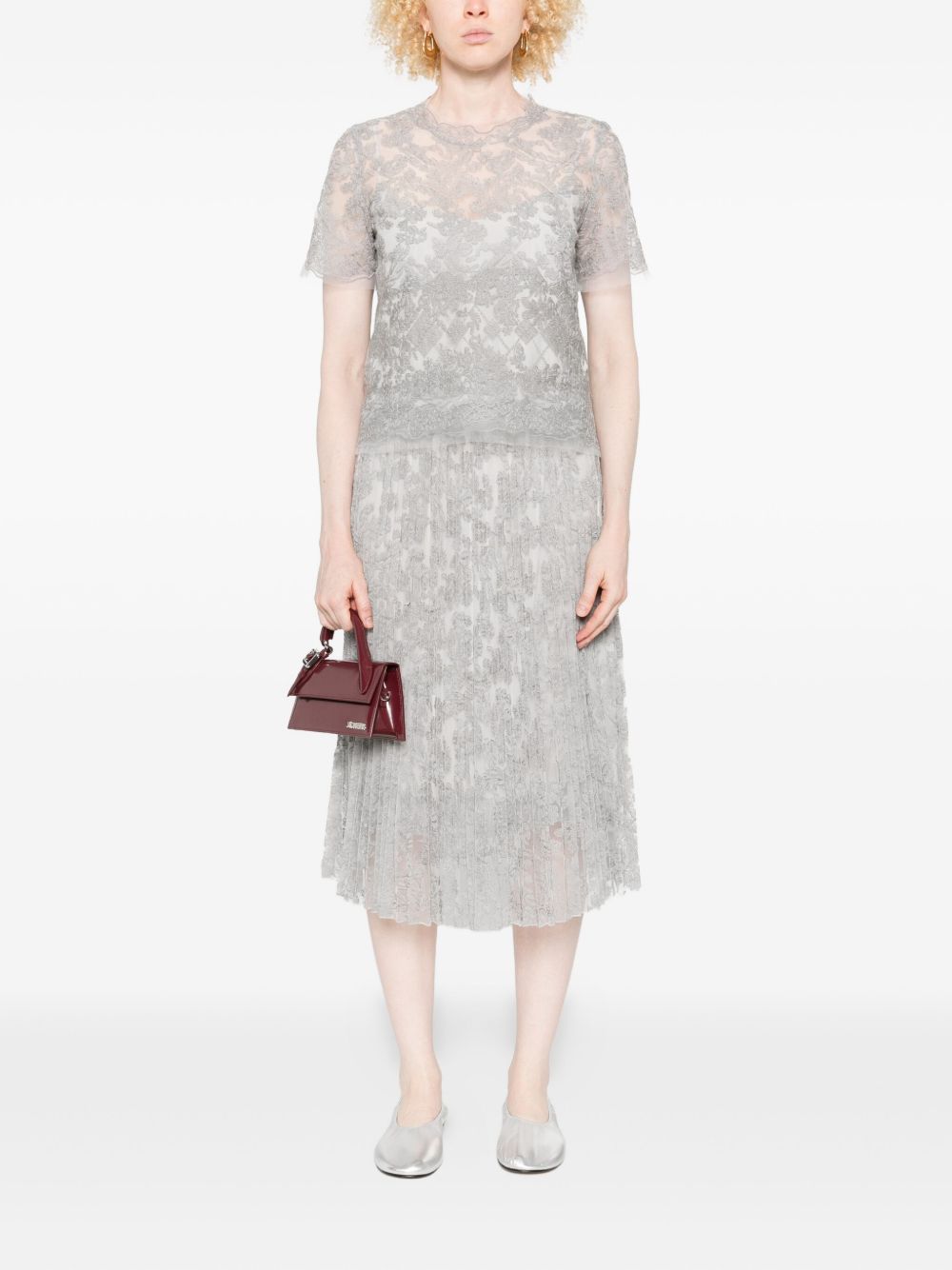 Ermanno Scervino Pleated floral midi skirt