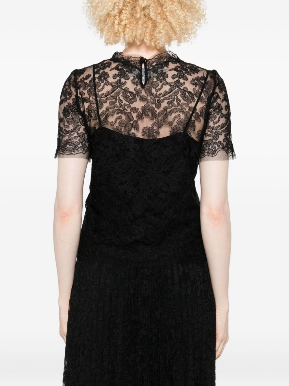 Ermanno Scervino Floral-lace short-sleeve top