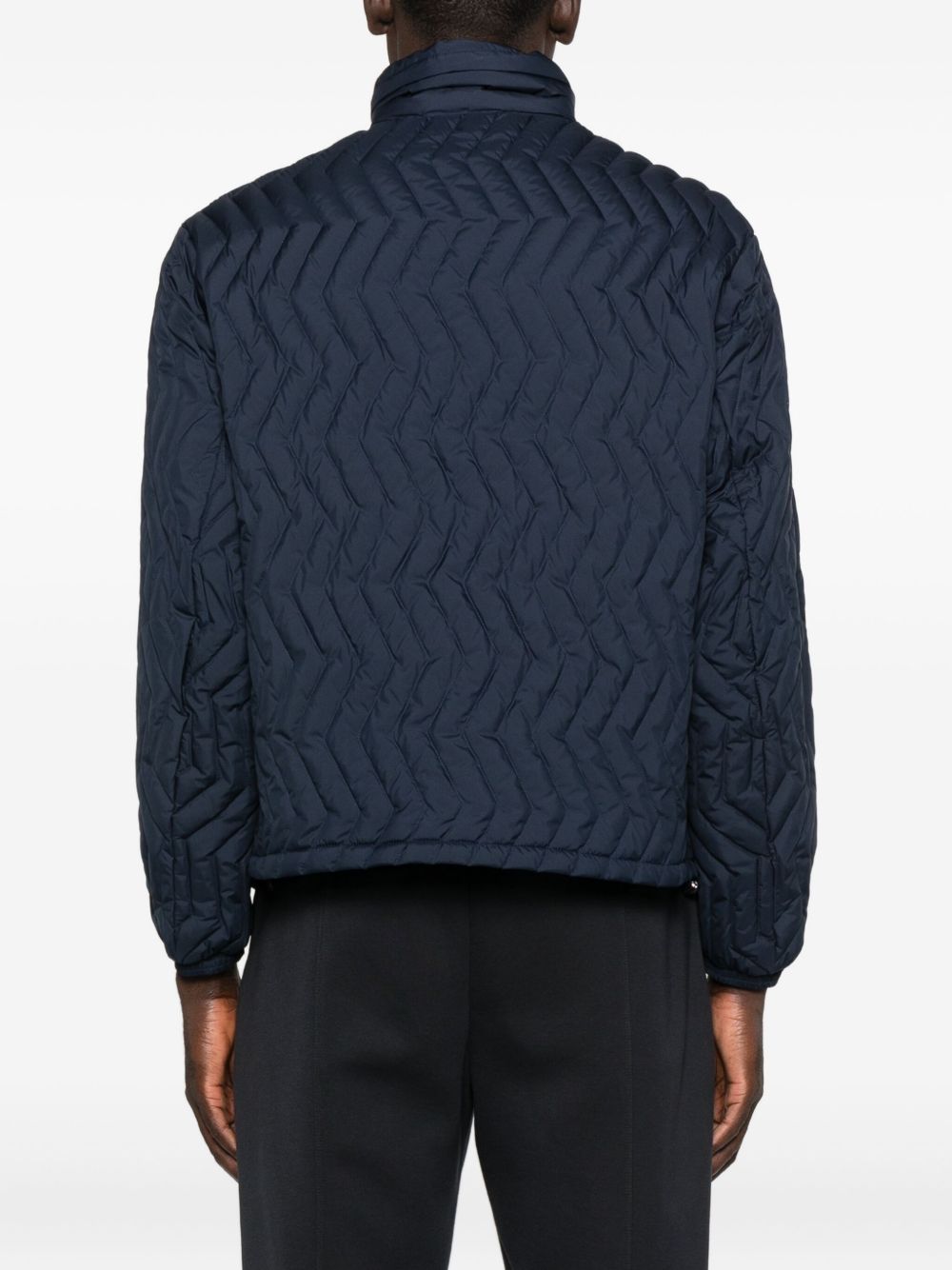 Emporio Armani Full-zip down jacket in chevron quilted ripstop nylon