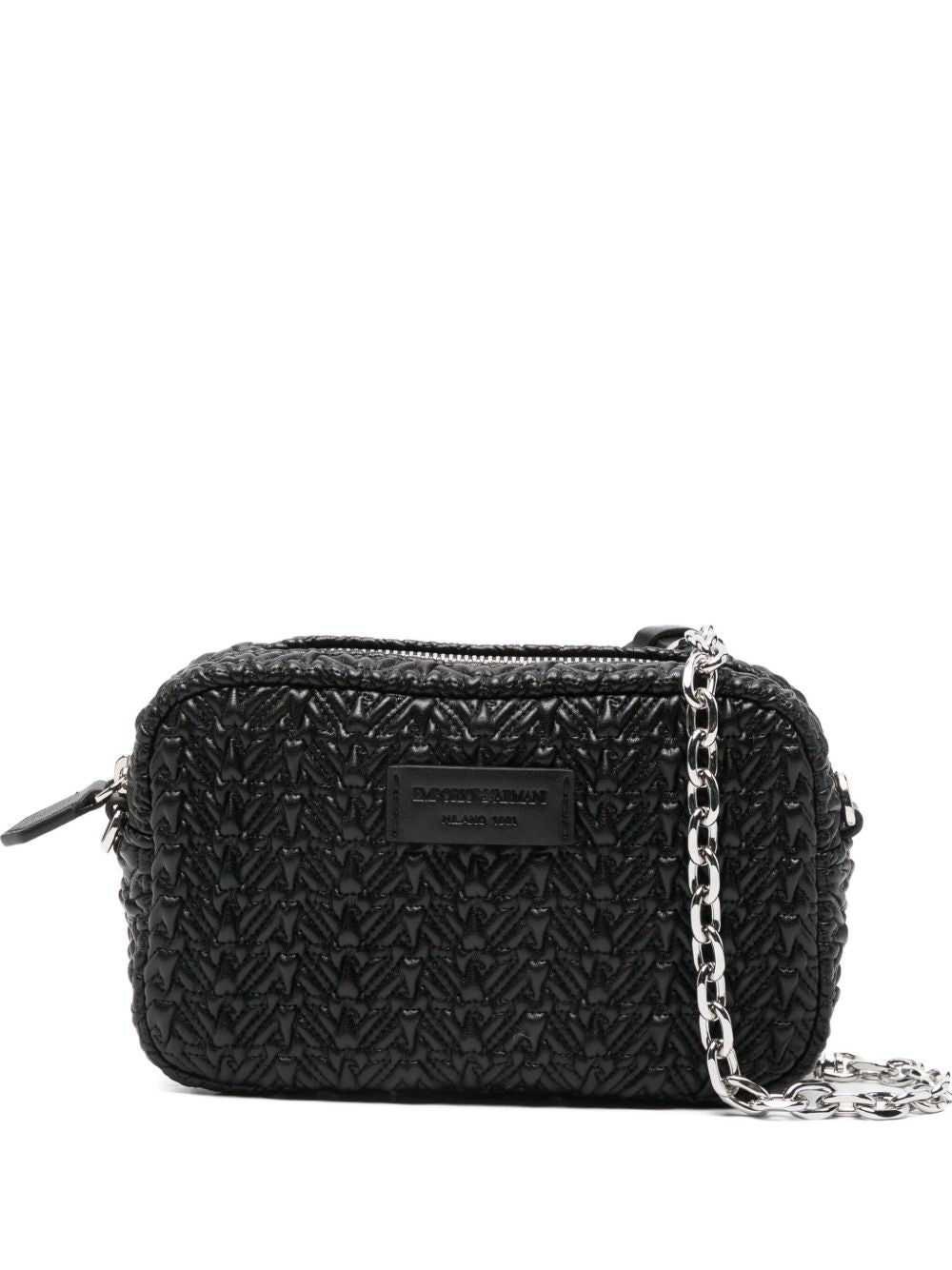 Emporio Armani Embossed camera case with chain shoulder strap