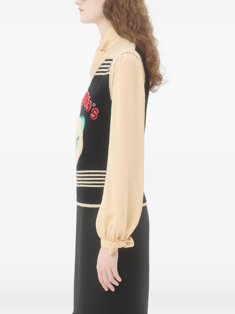 Valentino Cat-motif stripe-detail vest