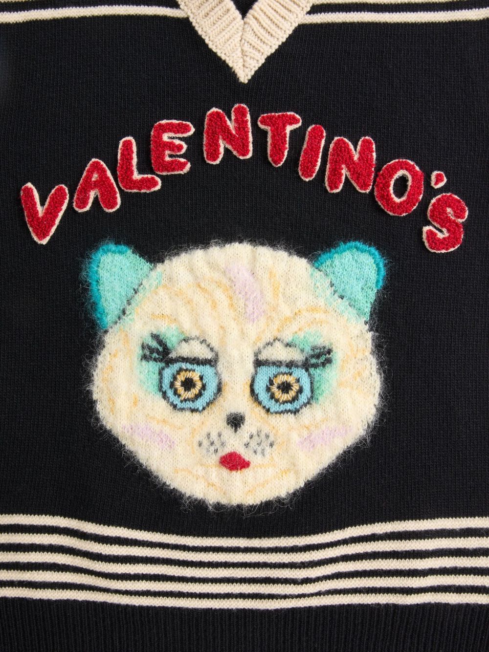 Valentino Cat-motif stripe-detail vest