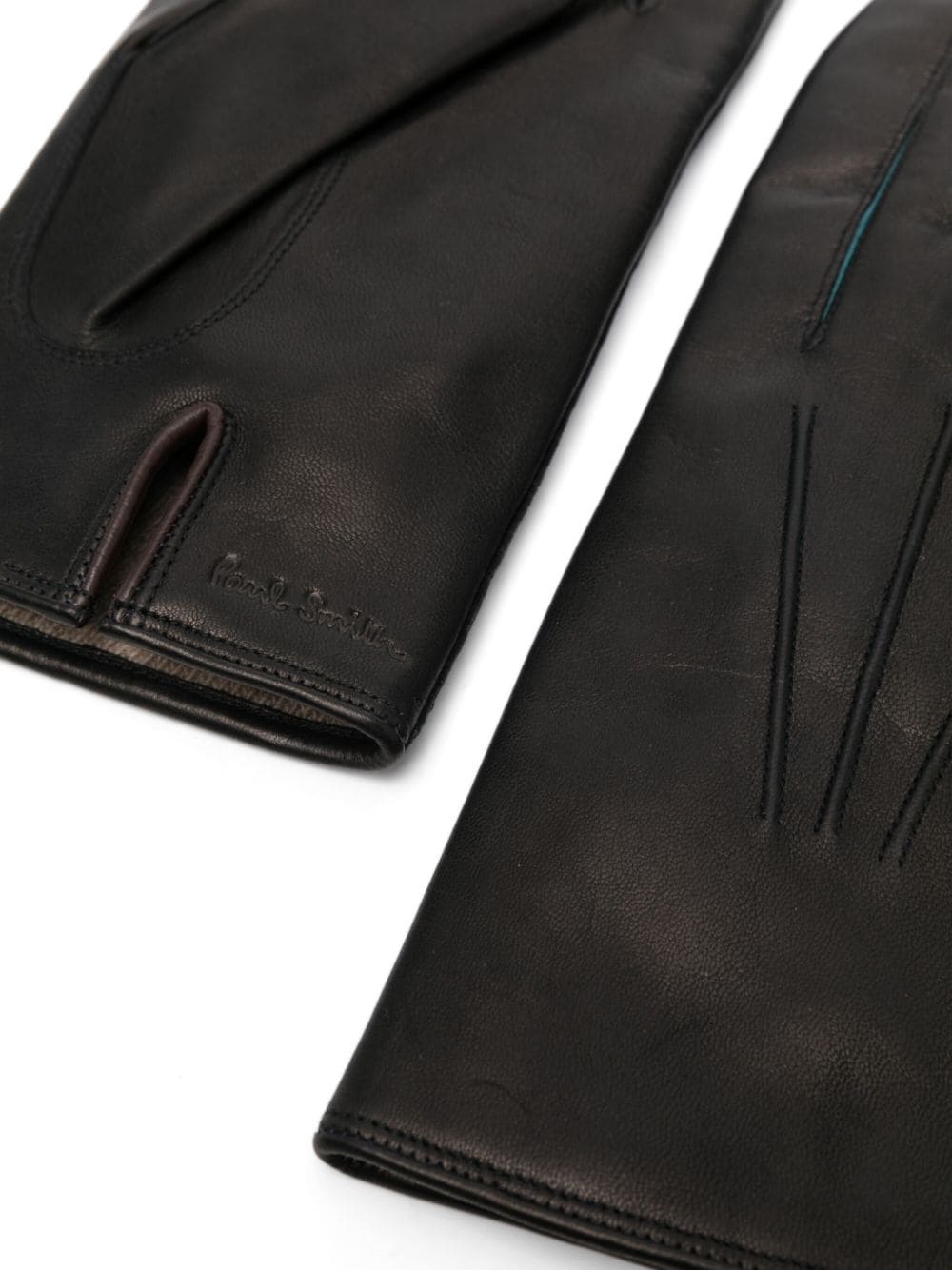 Paul Smith Black Leather 'Concertina' Gloves