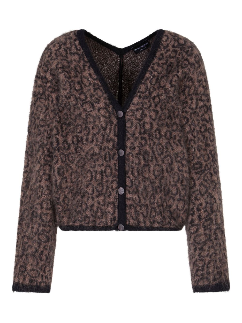 Emporio Armani V-neck cardigan in mohair wool blend with all-over jacquard pattern