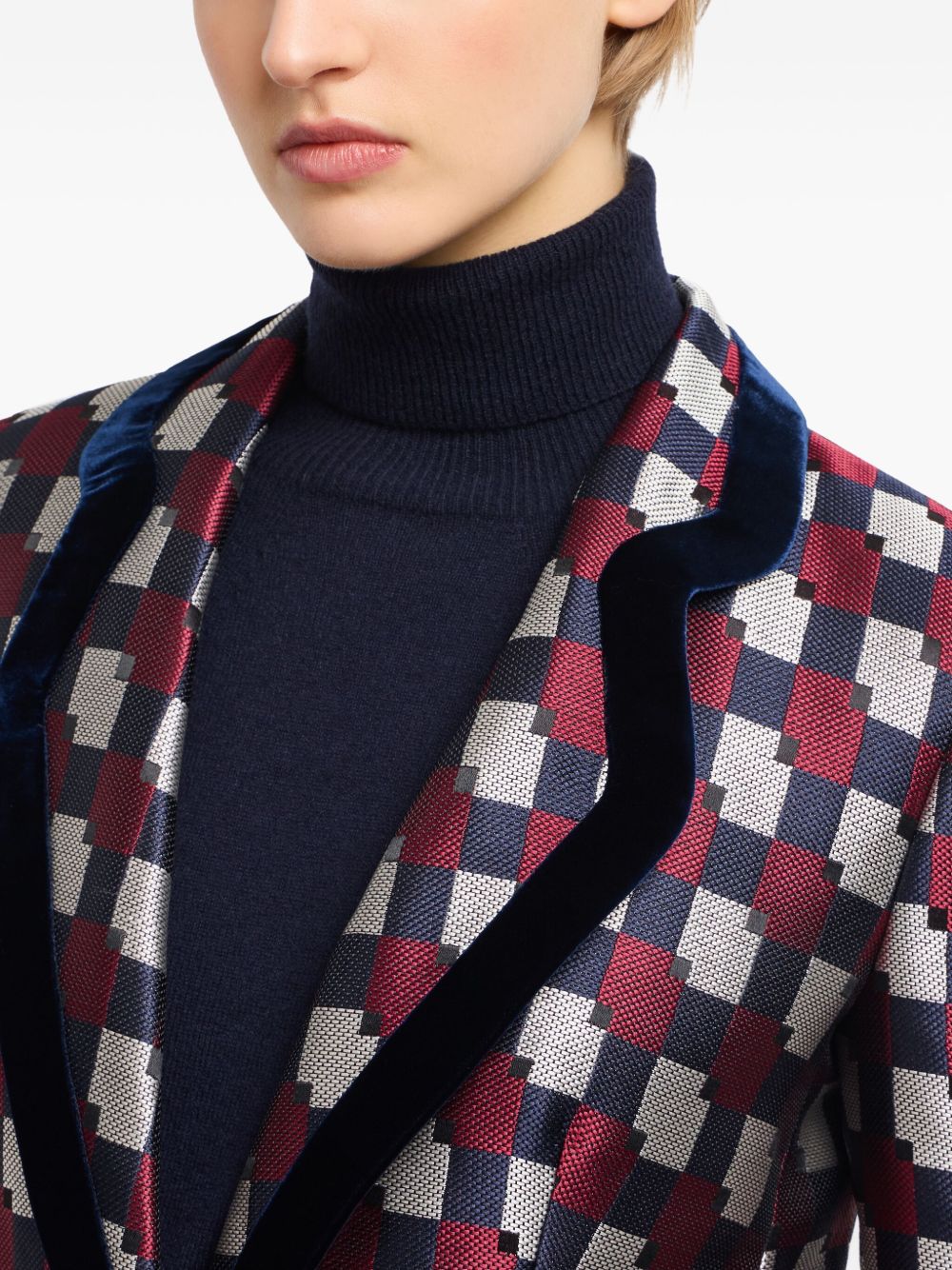 Emporio Armani Geometric jacquard blazer with velvet details