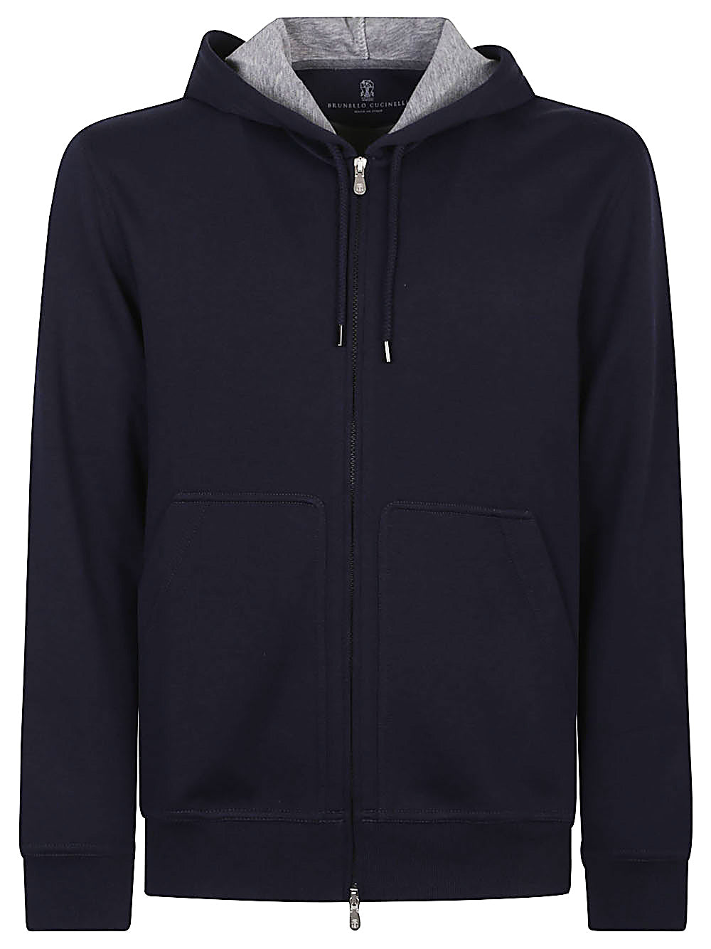 Brunello Cucinelli Cotton, cashmere and silk French terry double cloth hooded sweatshirt with zipper