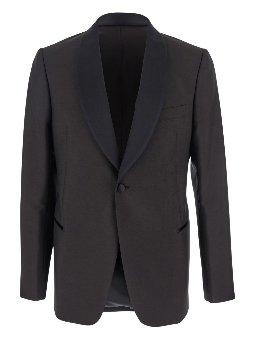 Emporio Armani Single-breasted jacket in fresh combed virgin wool with satin shawl lapels
