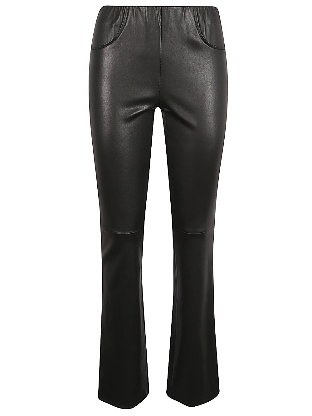 Via Masini 80 Leather flared leg trousers