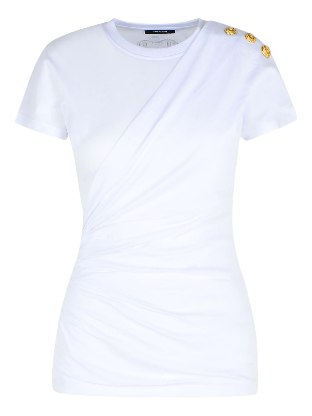 Balmain Shoulder-buttons draped T-shirt