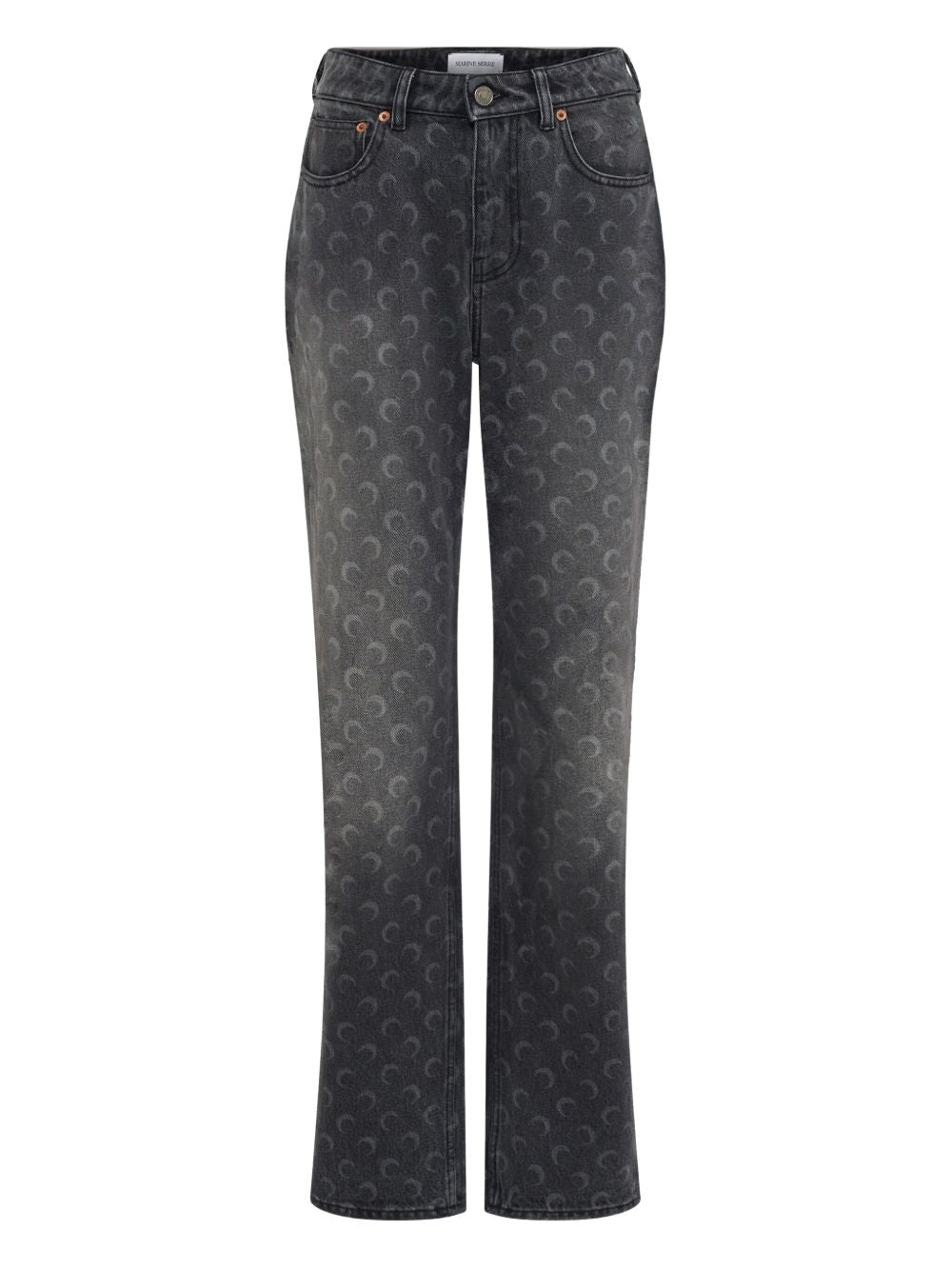 Marine Serre Moon Laser Grey Wash Denim Straight Jeans