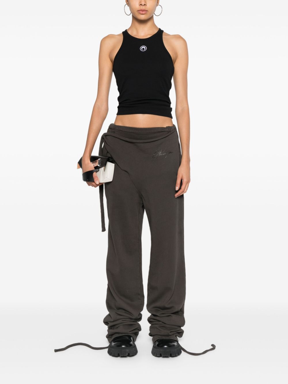 Marine Serre Moon-embroidered ribbed tank top