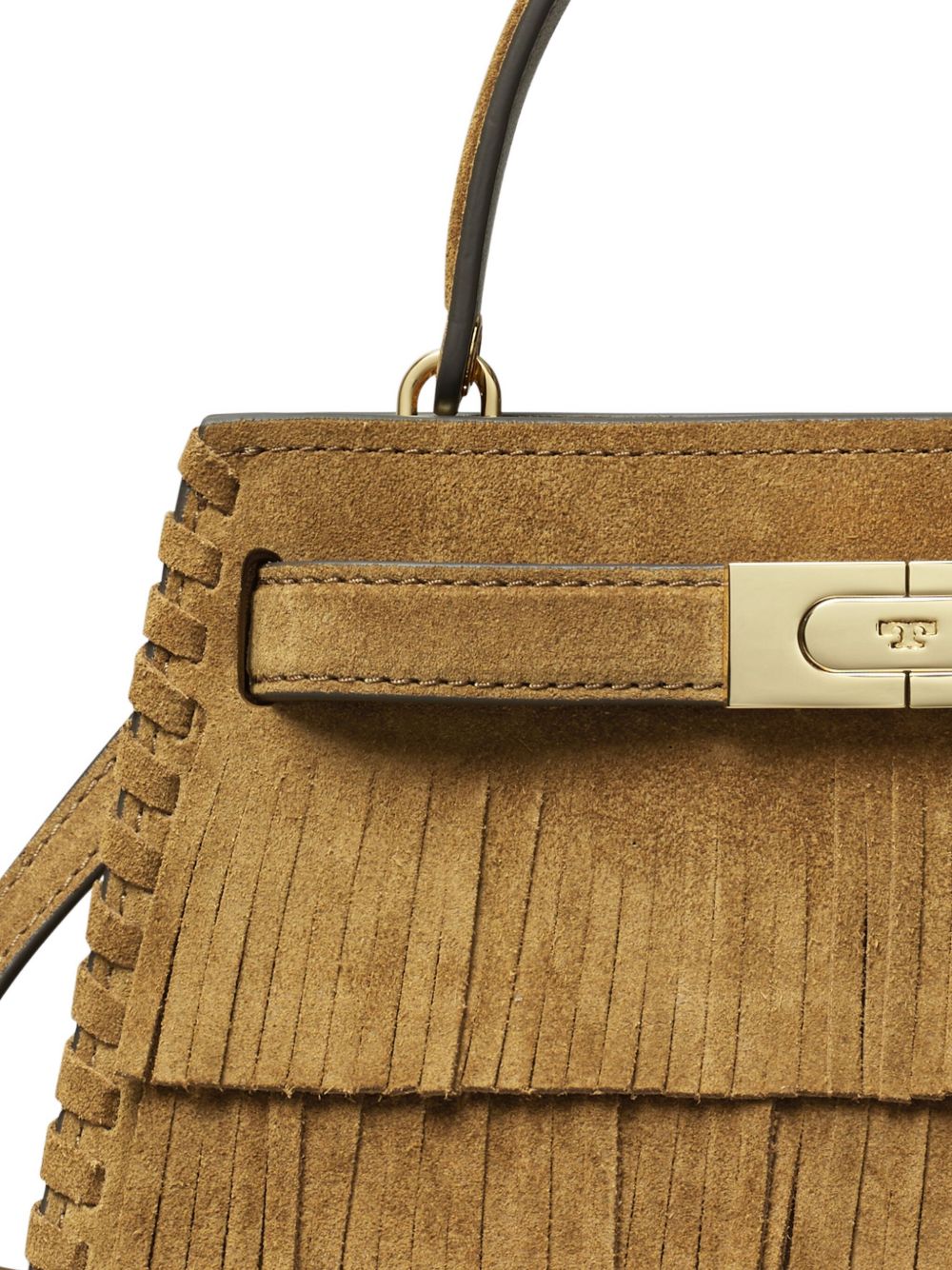 Tory Burch Mini Lee Radziwill Suede Fringe Top-Handle Bag