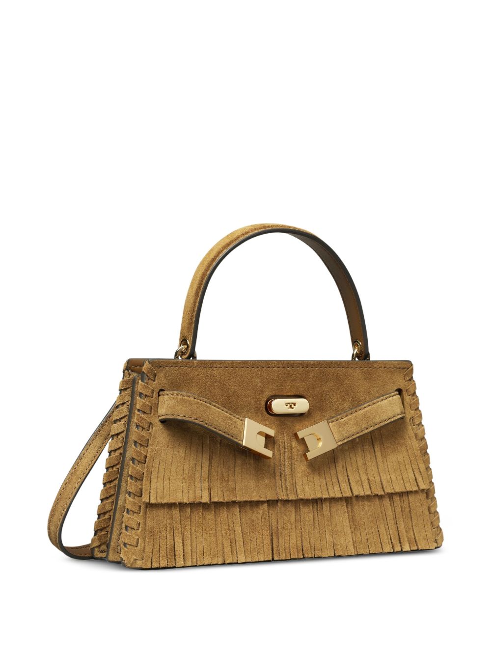 Tory Burch Mini Lee Radziwill Suede Fringe Top-Handle Bag