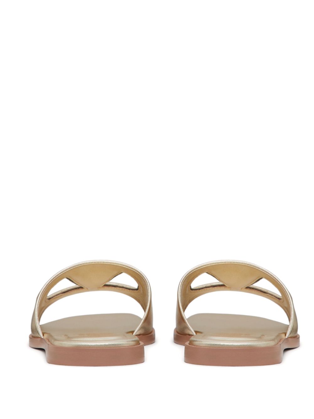 Valentino Garavani Vlogo Cut-Out Laminated Nappa Leather Slide Sandal