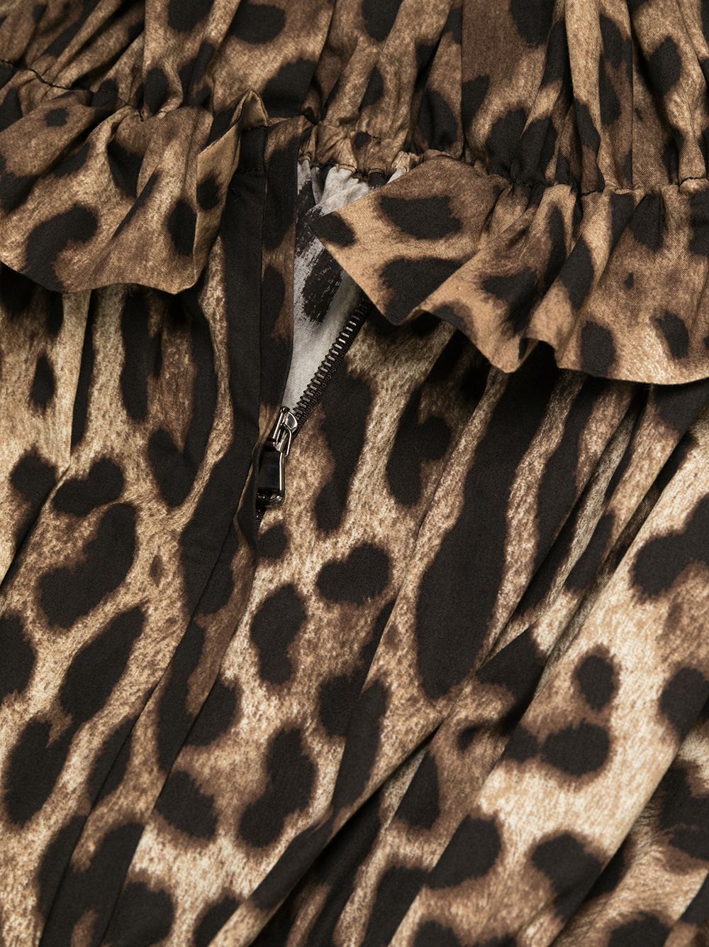 Dolce & Gabbana-leopard-print short dress in brown cotton poplin