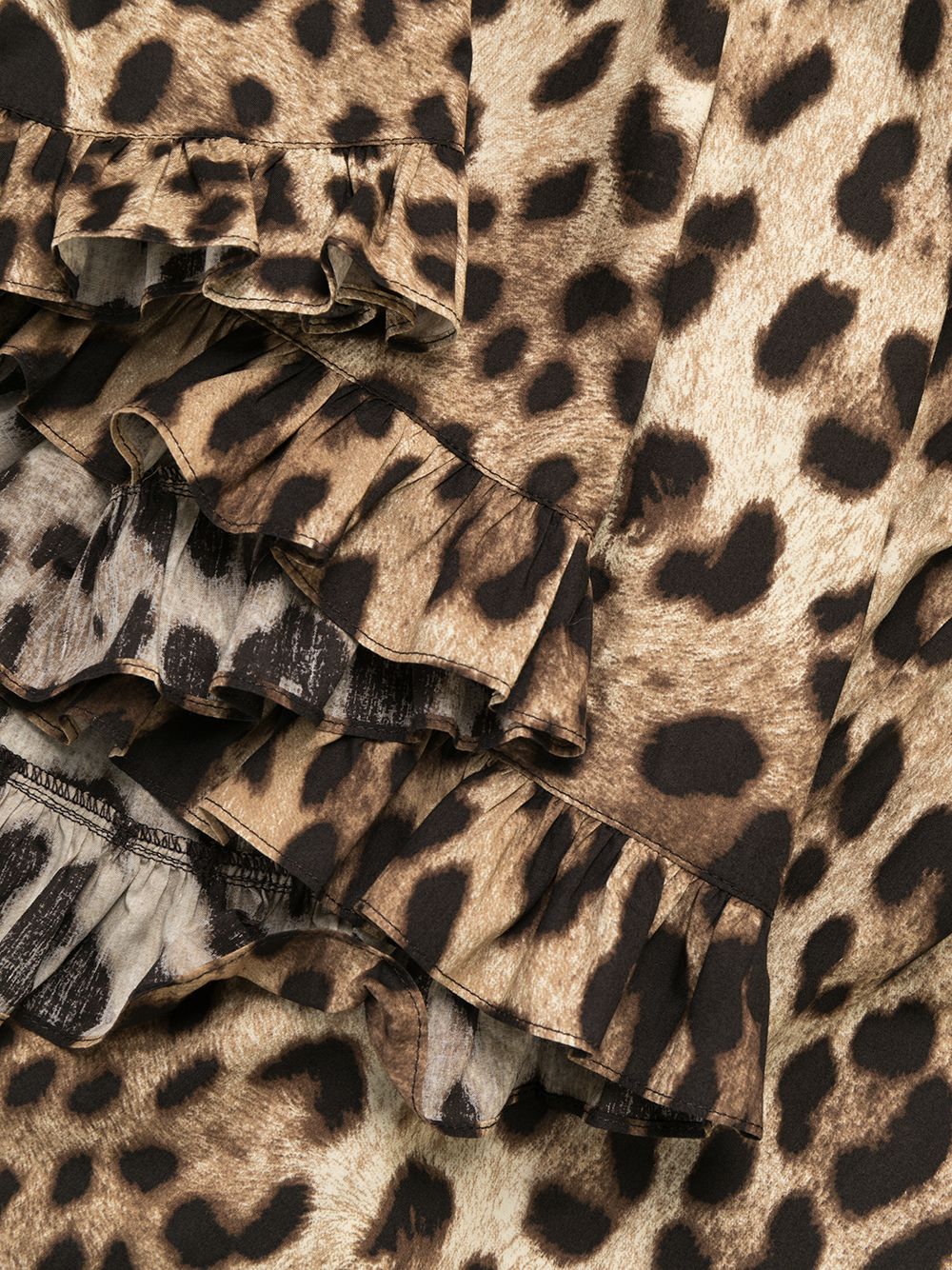 Dolce & Gabbana-leopard-print short dress in brown cotton poplin