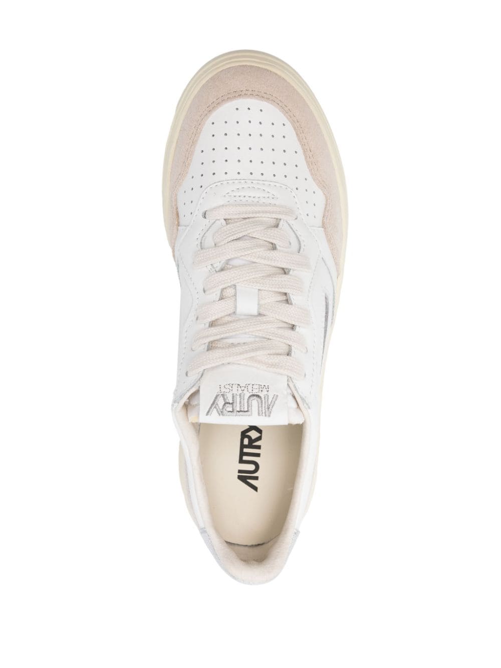 Autry MEDALIST LOW SNEAKERS IN WHITE AND SILVER LEATHER AND SUEDE