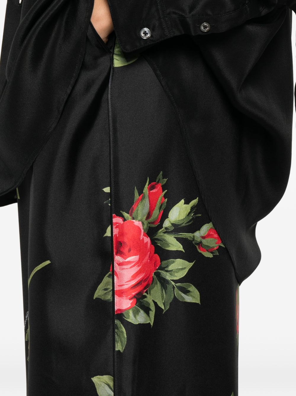 Dolce & Gabbana-Floral print silk-twill wide-leg pants