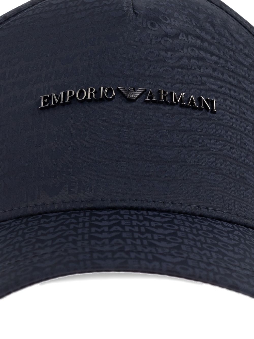 Emporio Armani Baseball Hat In Jacquard Nylon With All-Over Lettering Logo