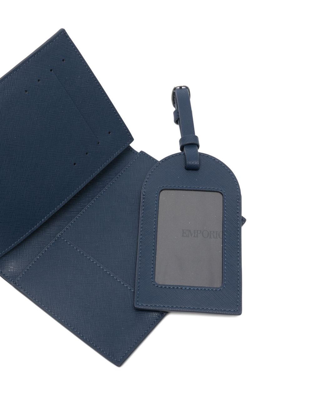 Emporio Armani Asv Recycled Saffiano Leather Passport Holder And Tag Gift Box