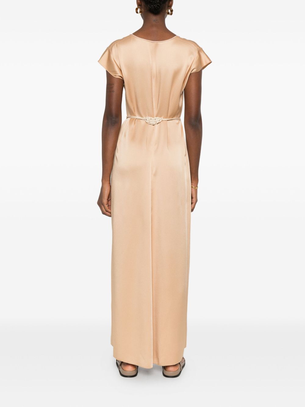 Forte Forte V-neck tie tassel detail short sleeves Midi dress